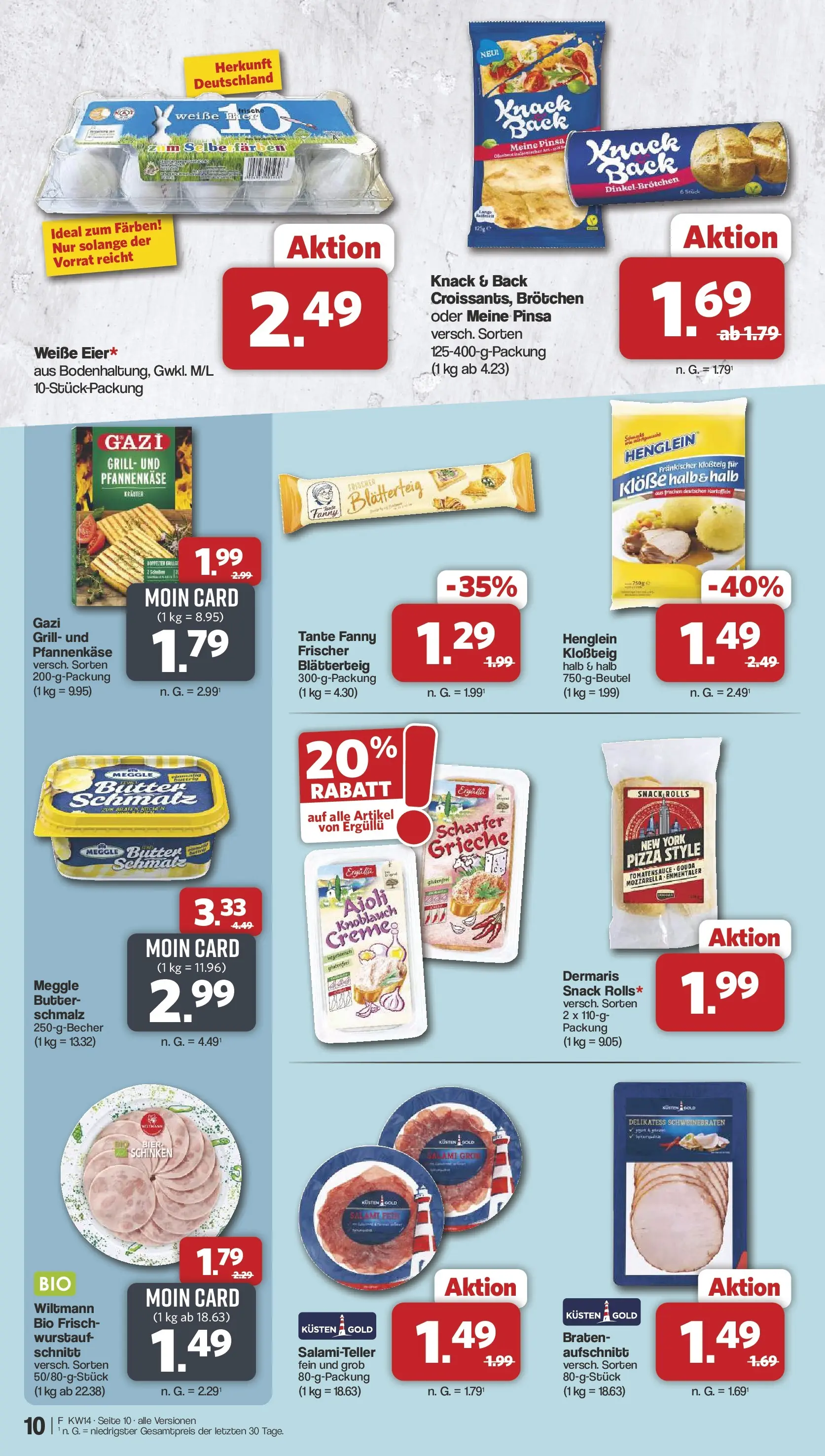 Famila Nordwest Wochenangebote (ab 30.03.2026) zum Blättern | Seite: 10 | Produkte: Butter, Schinken, Pizza, Meggle butter