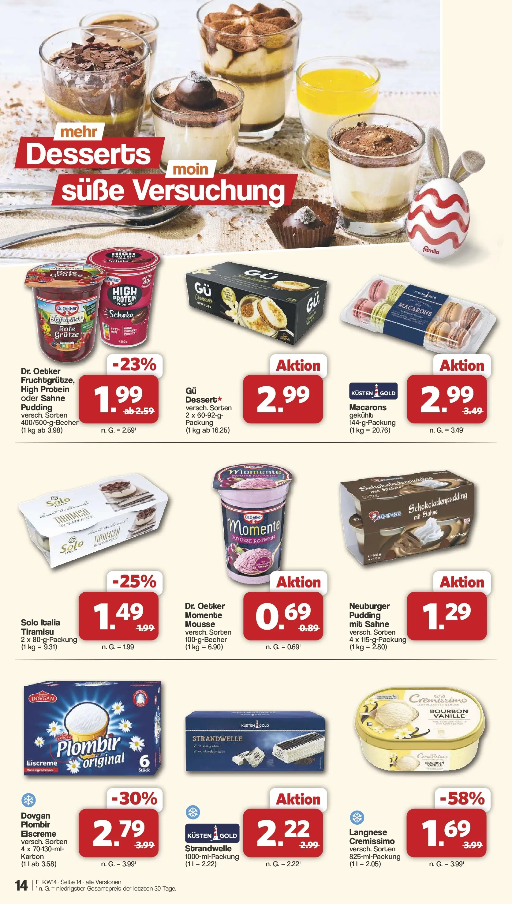 Famila Nordwest Wochenangebote (ab 30.03.2026) zum Blättern | Seite: 14 | Produkte: Cremissimo, Eiscreme, Bourbon, Sahne
