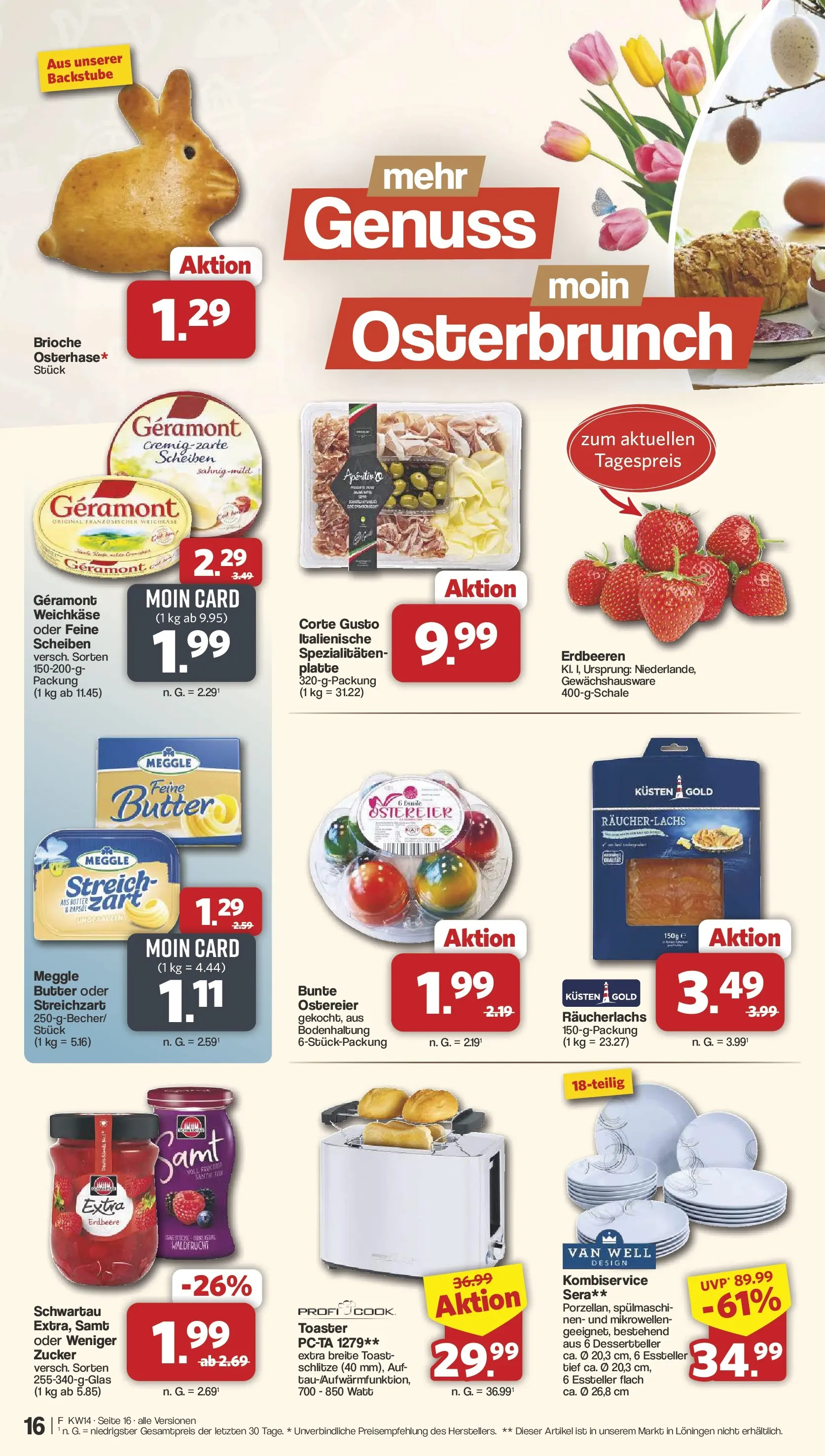Famila Nordwest Wochenangebote (ab 30.03.2026) zum Blättern | Seite: 16 | Produkte: Toaster, Toast, Zucker, Erdbeeren