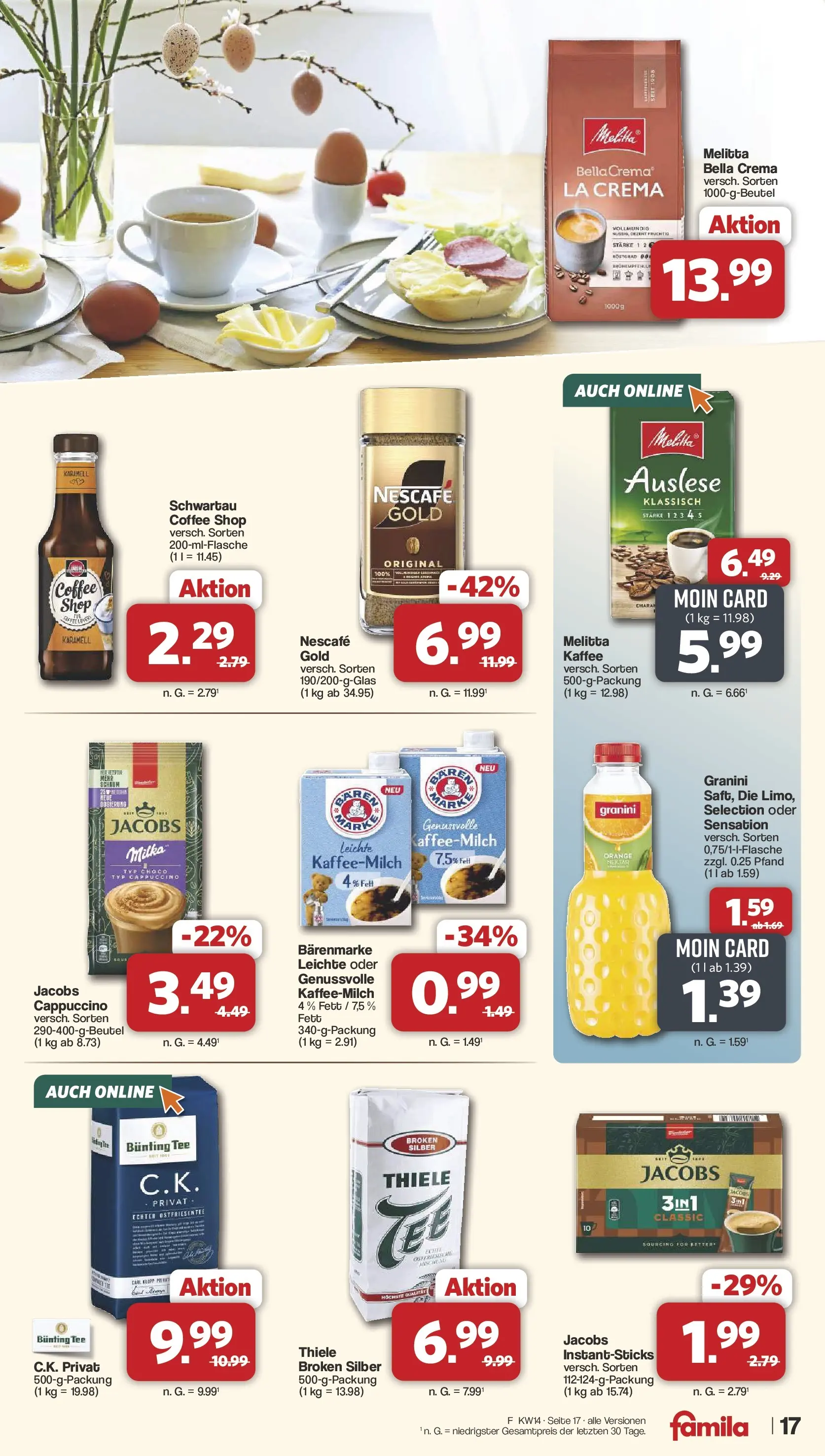 Famila Nordwest Wochenangebote (ab 30.03.2026) zum Blättern | Seite: 17 | Produkte: Nescafe, Kaffee, Granini, Tee