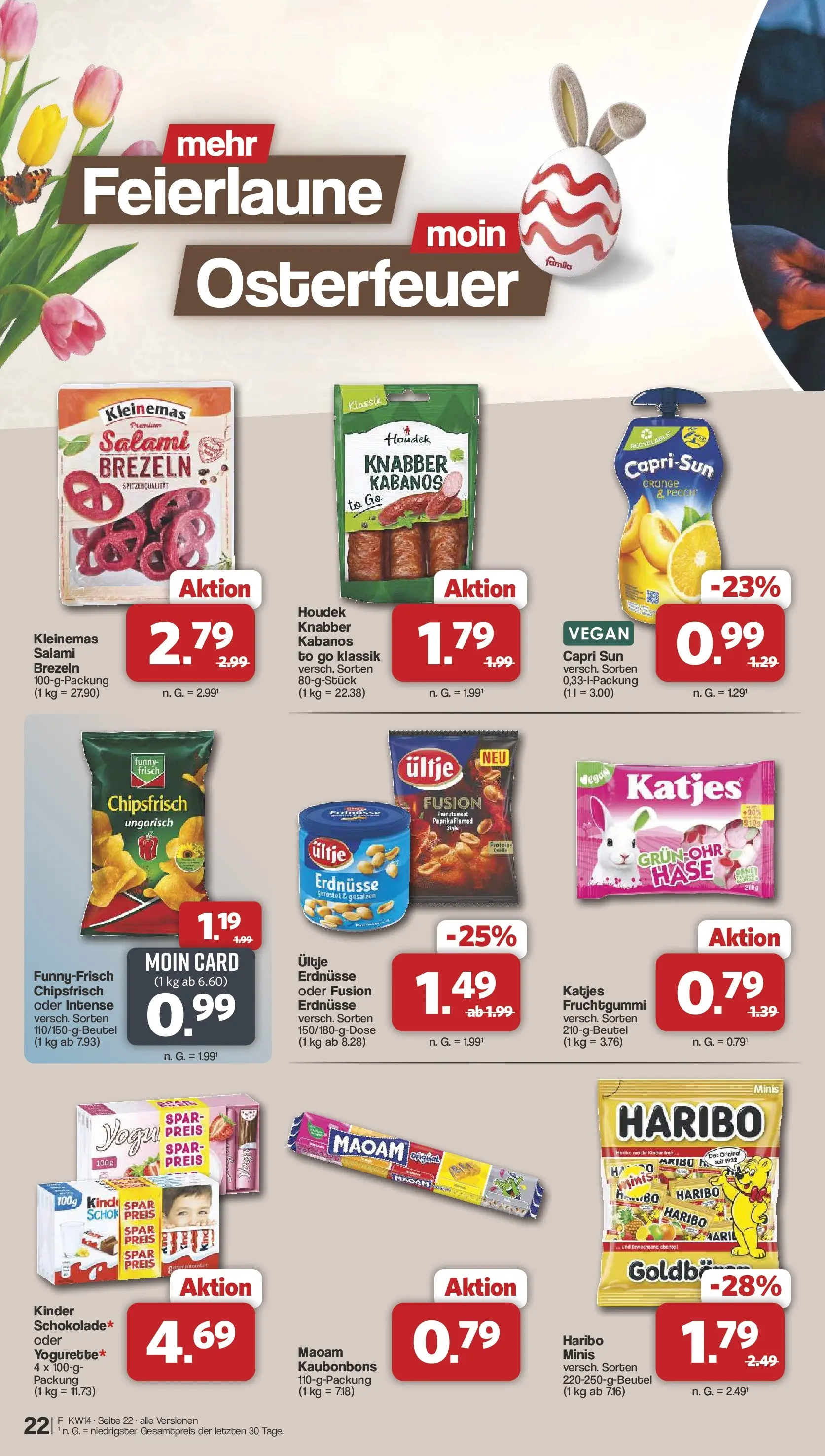 Famila Nordwest Wochenangebote (ab 30.03.2026) zum Blättern | Seite: 22 | Produkte: Erdnüsse, Haribo, Funny frisch, Paprika