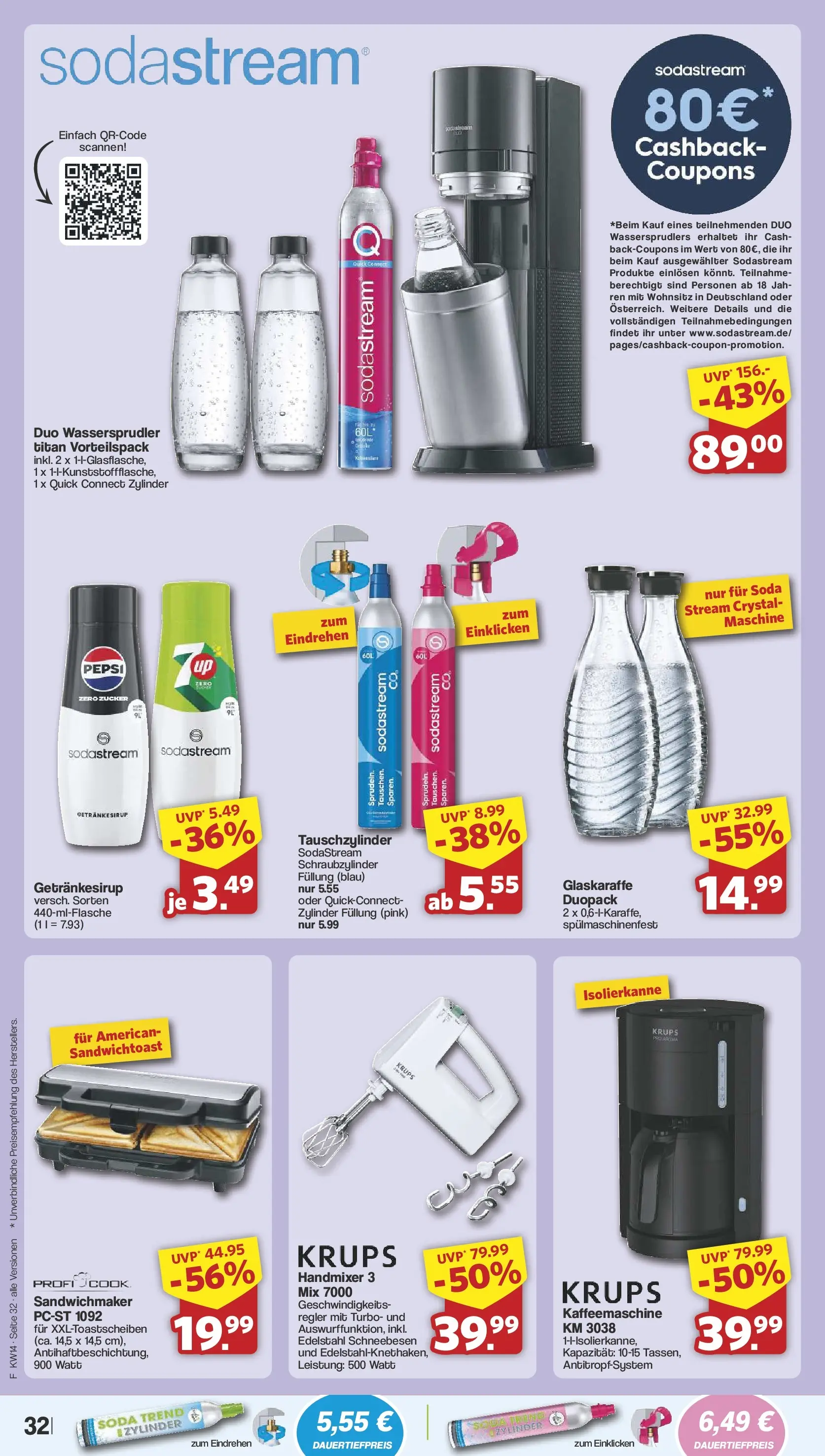 Famila Nordwest Wochenangebote (ab 30.03.2026) zum Blättern | Seite: 34 | Produkte: Krups, Kaffeemaschine, Handmixer, Sodastream