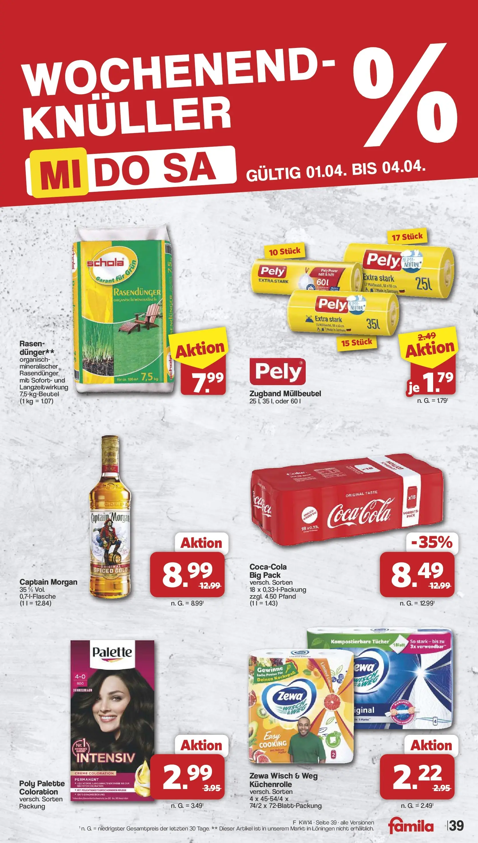 Famila Nordwest Wochenangebote (ab 30.03.2026) zum Blättern | Seite: 41 | Produkte: Zewa, Creme, Captain morgan, Küchenrolle