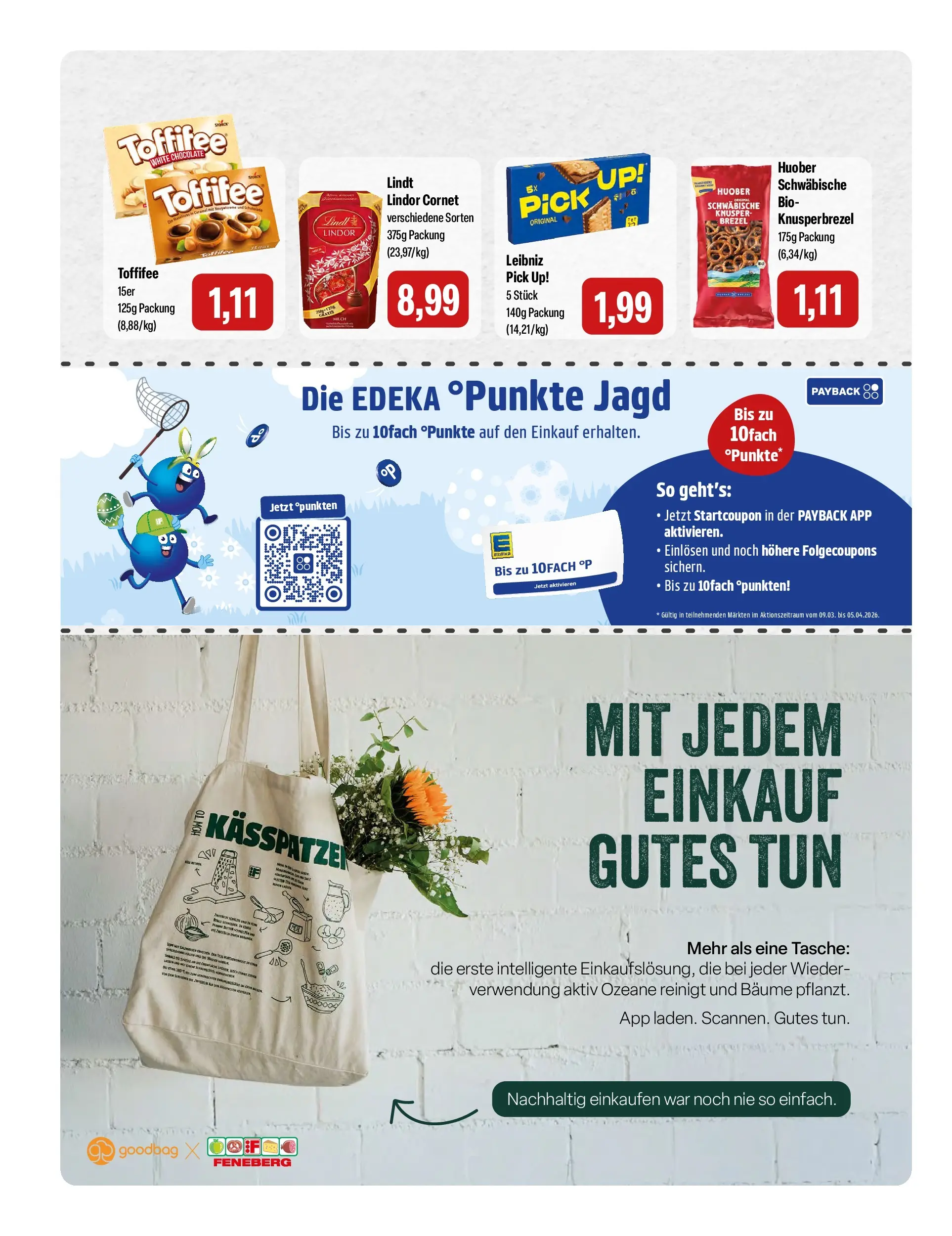 Feneberg Aktuelle Angebote (ab 02.04.2026) zum Blättern | Seite: 14 | Produkte: Tasche, Milch, Öl, Toffifee