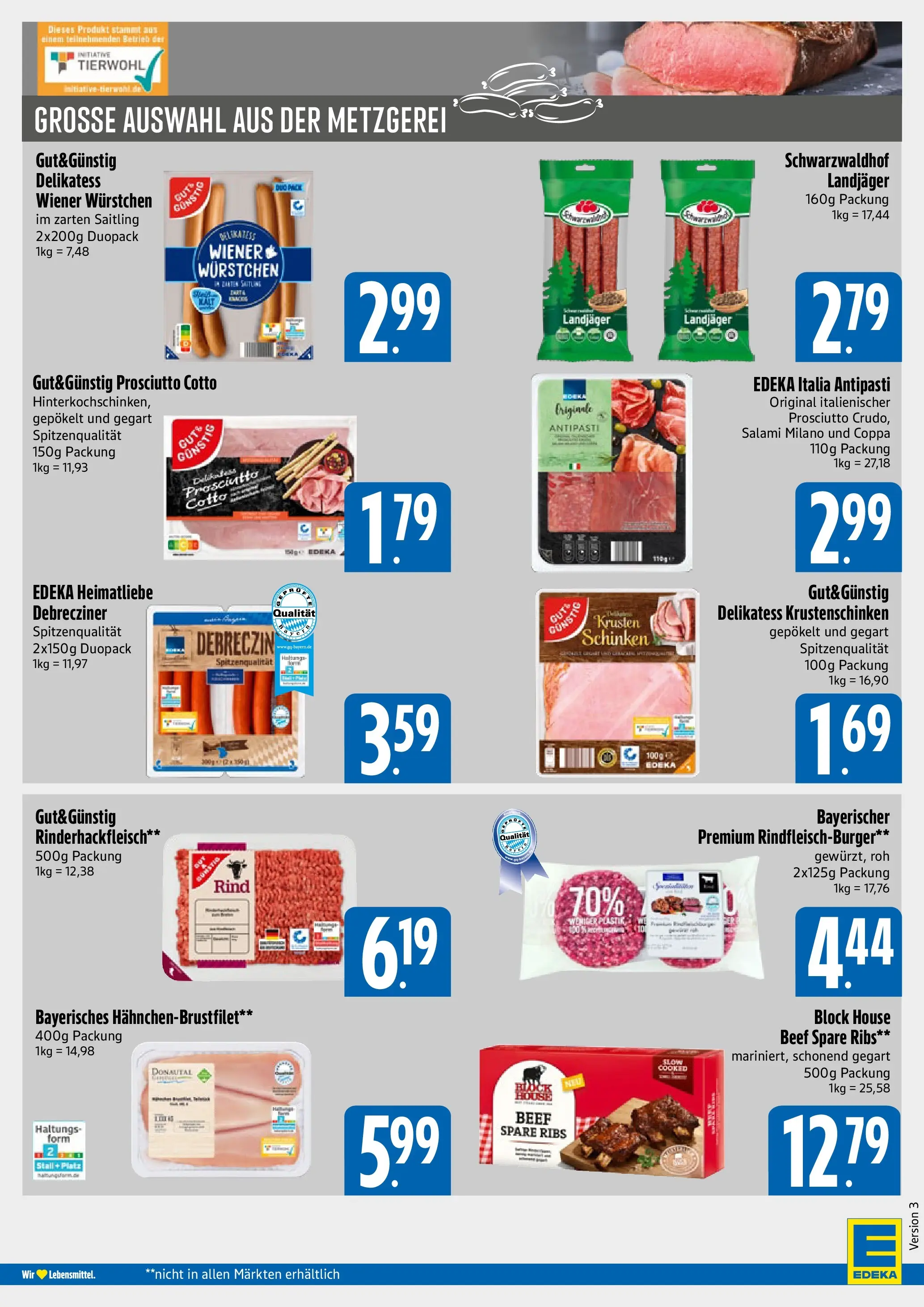 Edeka prospekt München	 (ab 29.03.2026) » Angebote Online | Seite: 4 | Produkte: Wiener wurstchen, Spare ribs, Salami, Schinken