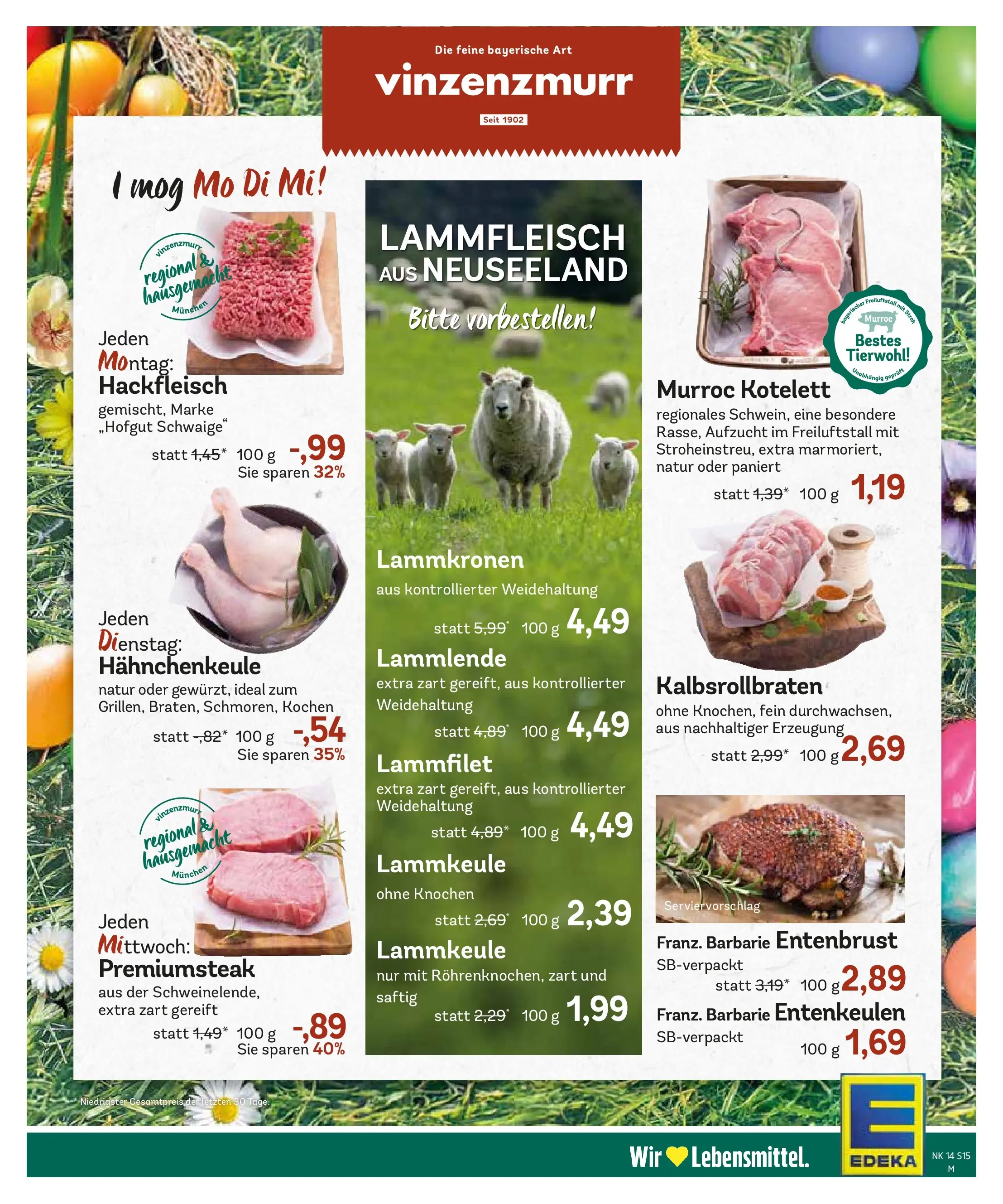 Edeka prospekt München	 (ab 29.03.2026) » Angebote Online | Seite: 17 | Produkte: Lammkeule, Steak, Hackfleisch