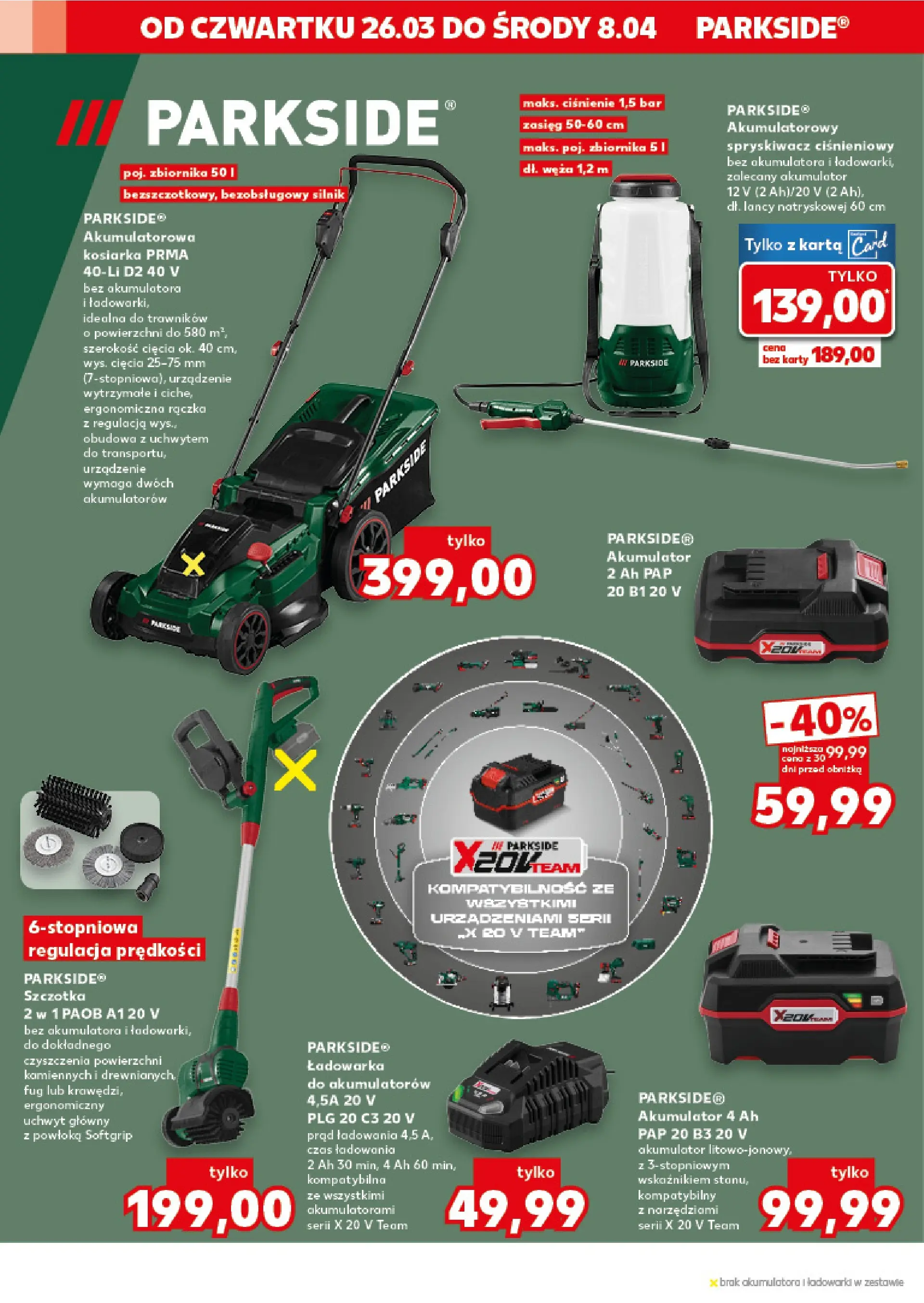 Kaufland - Kaufland NON Food ważne do 8.04 od 25.03.2026 - od jutra PDF | Strona: 4 | Produkty: Karta, Ładowarka, Kosiarka, Szczotka