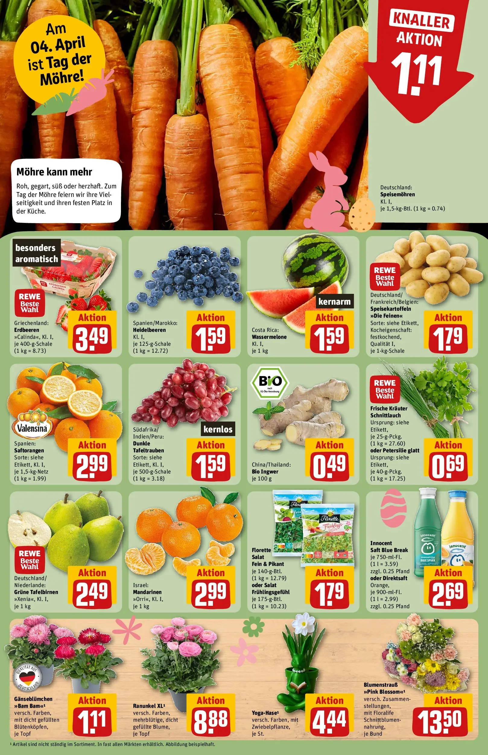 REWE Prospekt ab 29.03.2026 zum Blättern » Angebote | Seite: 12 | Produkte: Heidelbeeren, Petersilie, Saft, Erdbeeren