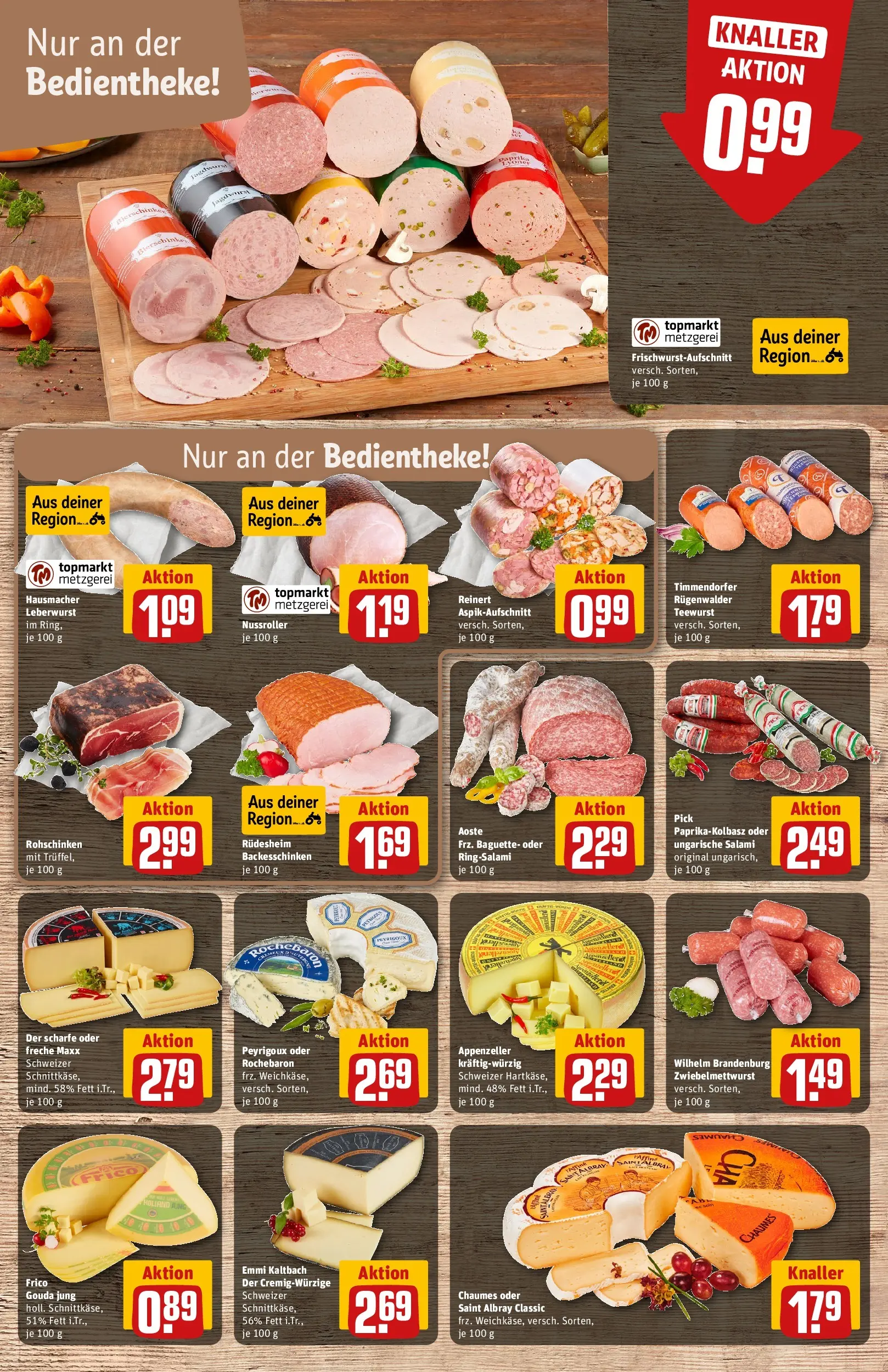 REWE Prospekt ab 30.03.2026 zum Blättern » Angebote | Seite: 11 | Produkte: Gouda, Baguette, Salami