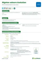 Zolpan Nigatex evolution velours fiche technique - au 31.03.2026