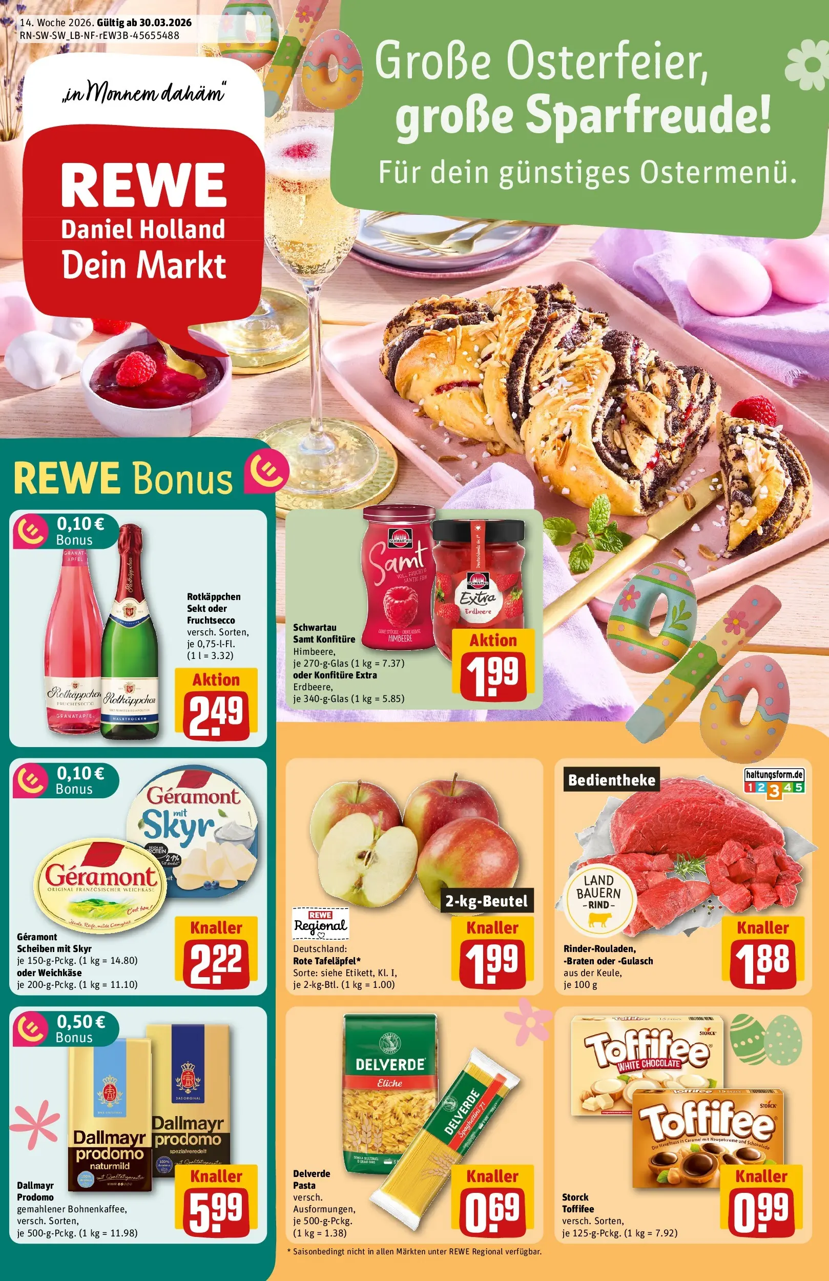 REWE Prospekt ab 30.03.2026 zum Blättern » Angebote | Seite: 1 | Produkte: Granatapfel, Skyr, Dallmayr, Dallmayr prodomo