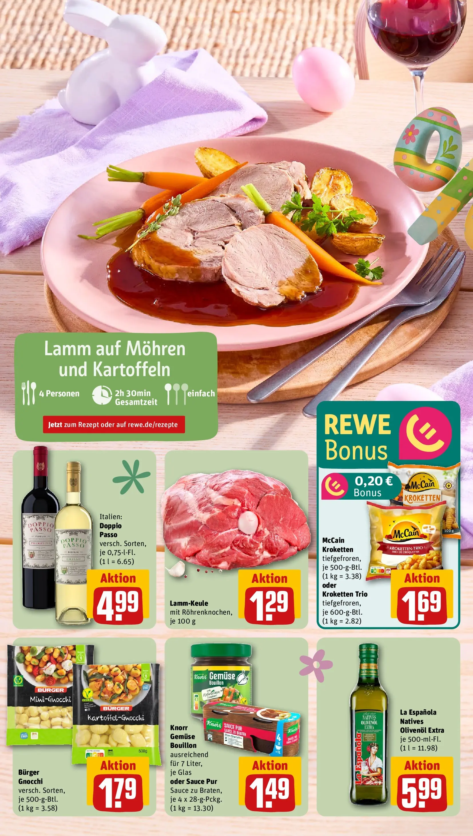 REWE Prospekt ab 30.03.2026 zum Blättern » Angebote | Seite: 6 | Produkte: Burger, Knorr, Kartoffeln, Gemüse