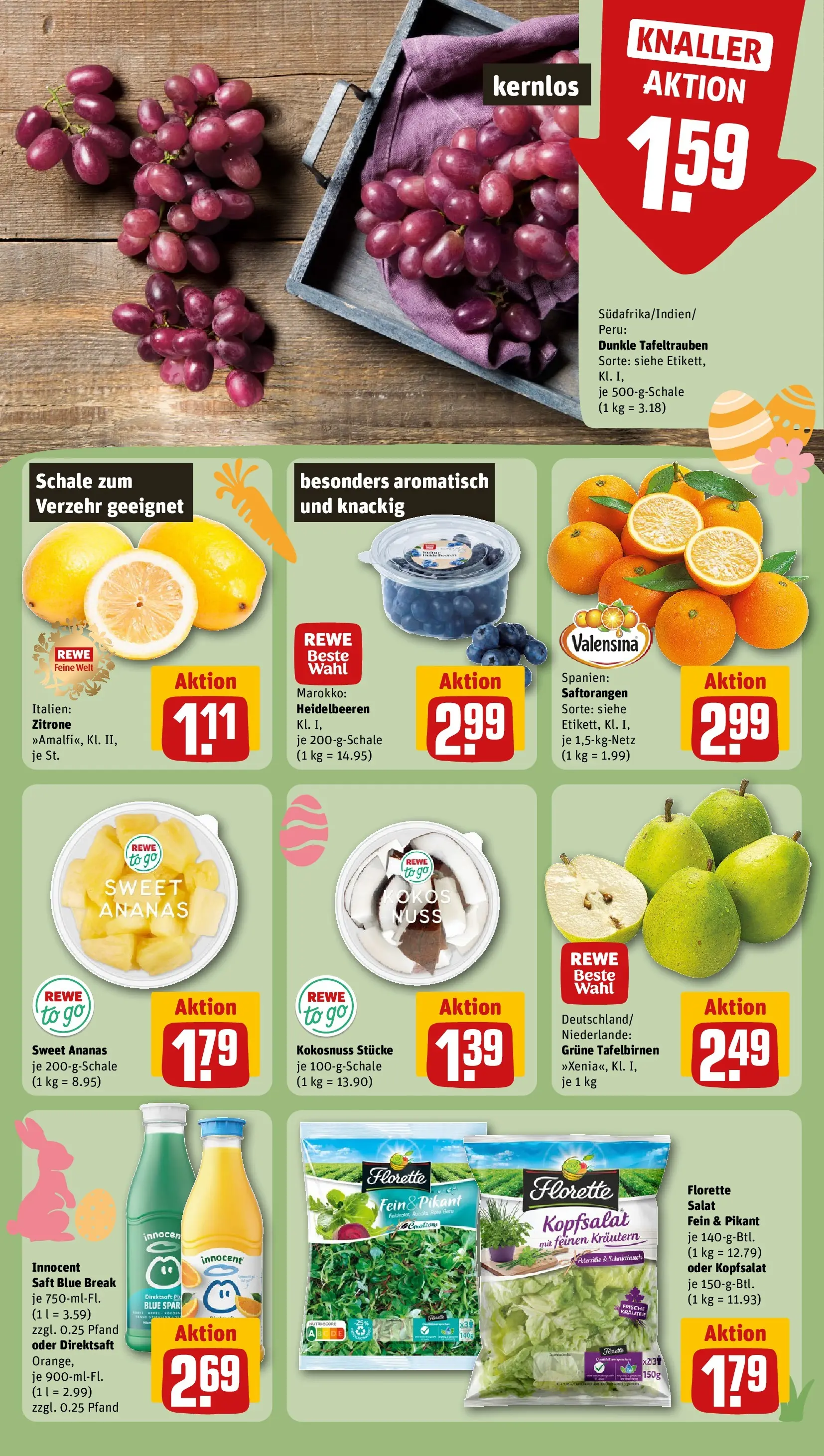REWE Prospekt ab 30.03.2026 zum Blättern » Angebote | Seite: 10 | Produkte: Rucola, Ananas, Zitrone, Saft