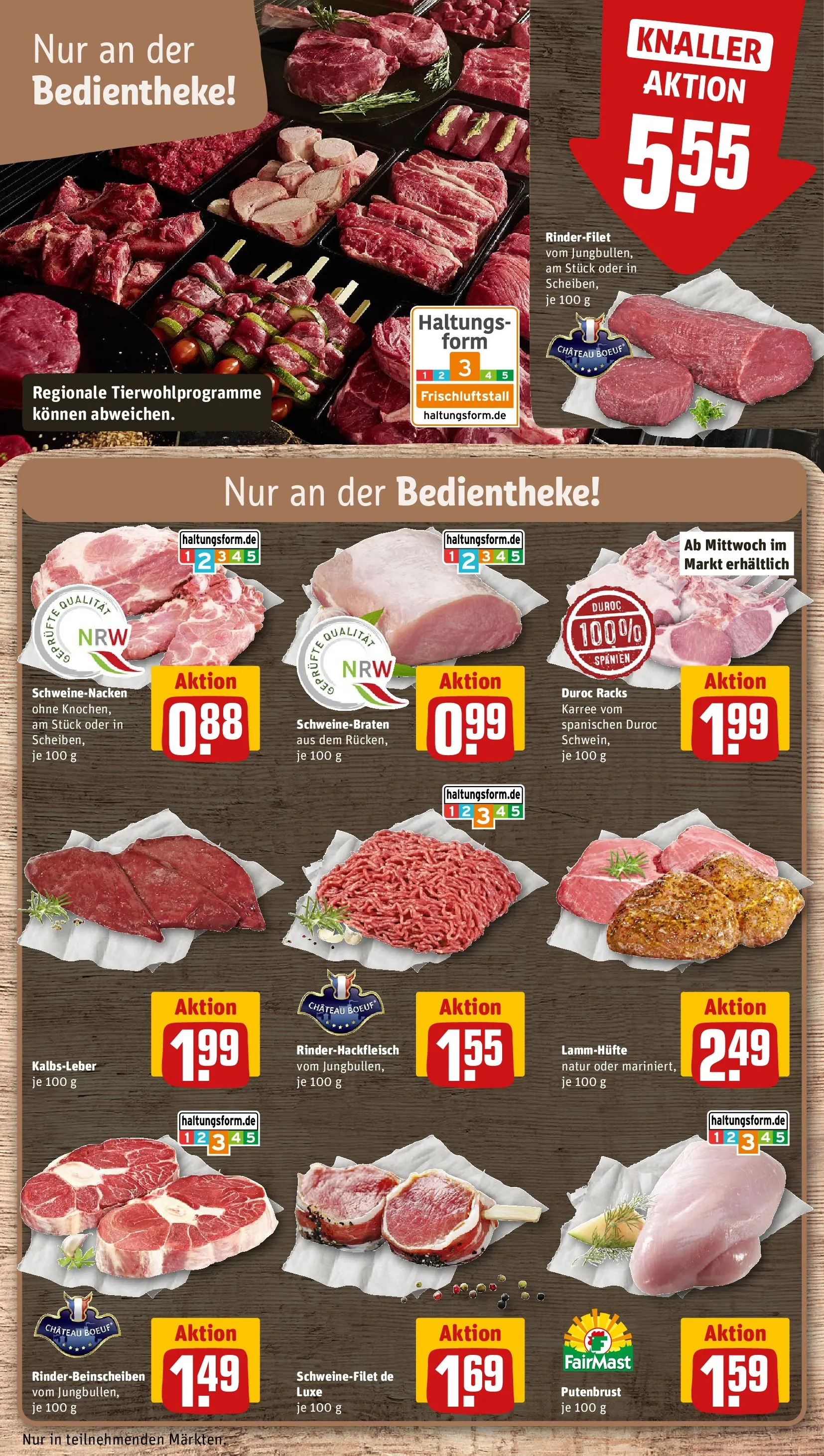 REWE Prospekt ab 30.03.2026 zum Blättern » Angebote | Seite: 14 | Produkte: Rinderfilet, Schweinenacken, Kalbsleber, Schweinefilet