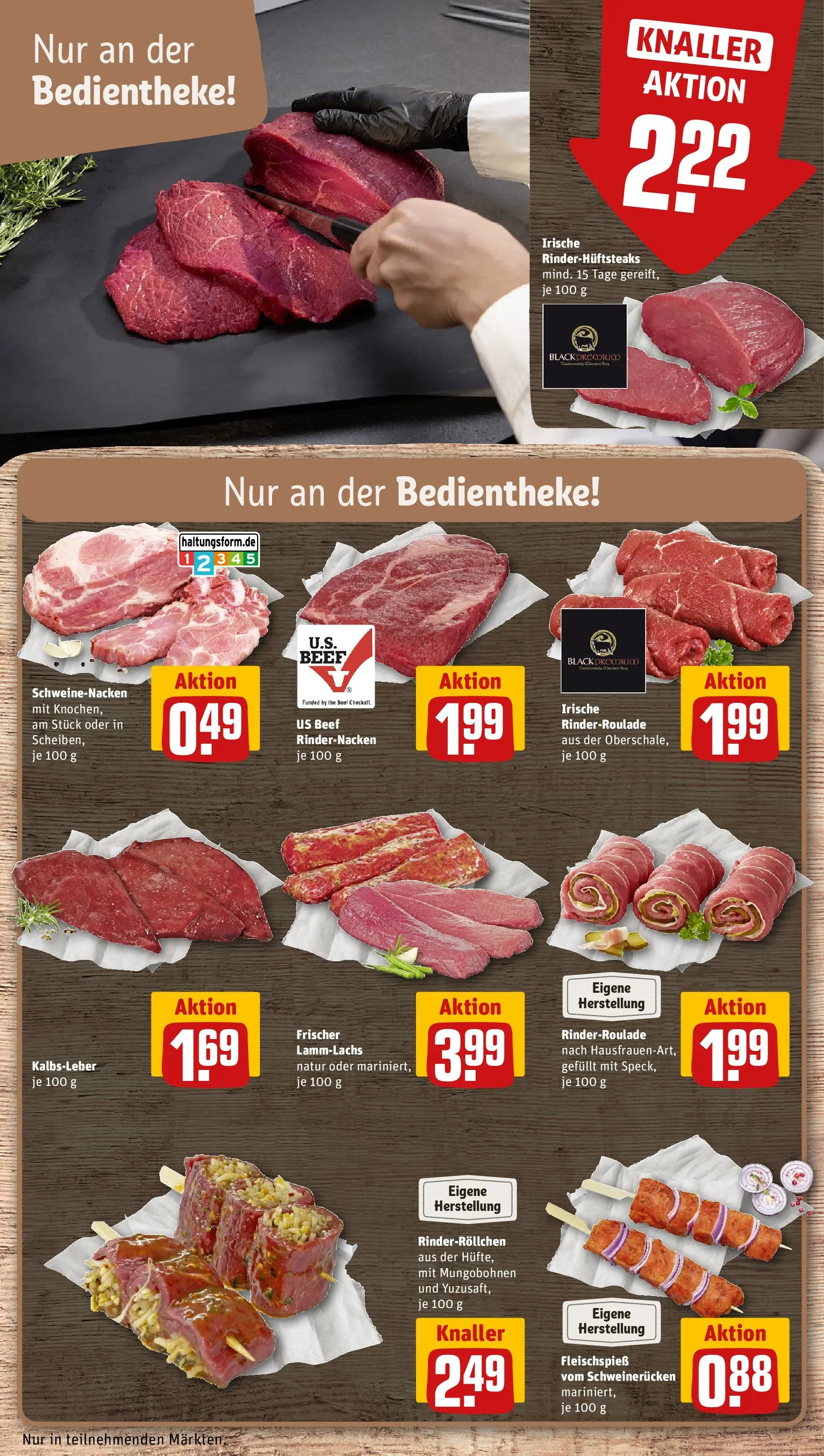 REWE Prospekt ab 30.03.2026 zum Blättern » Angebote | Seite: 14 | Produkte: Schweinenacken, Kalbsleber, Schweinerucken, Steak