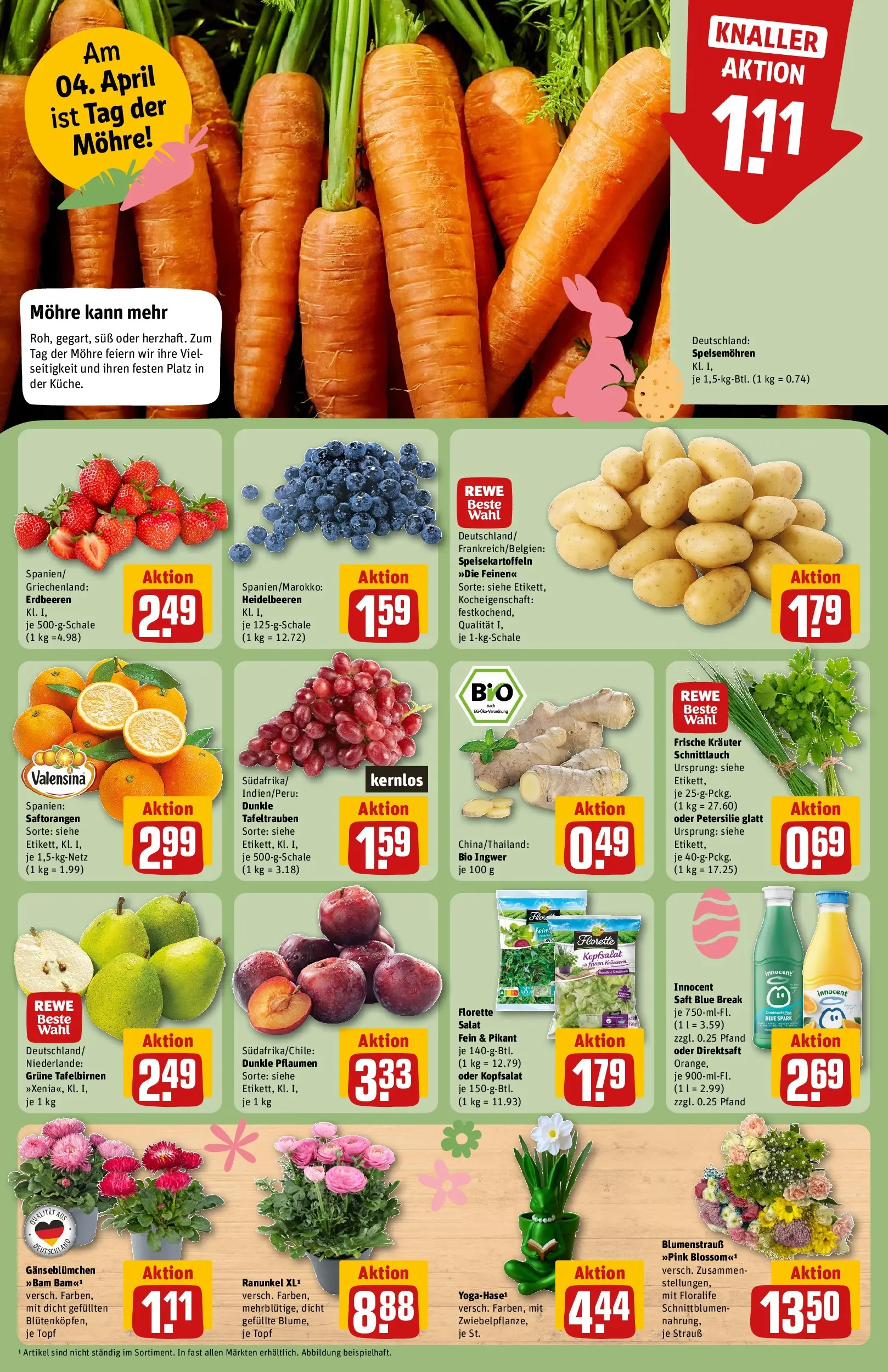 REWE Prospekt ab 30.03.2026 zum Blättern » Angebote | Seite: 10 | Produkte: Pflaumen, Heidelbeeren, Valensina, Saft