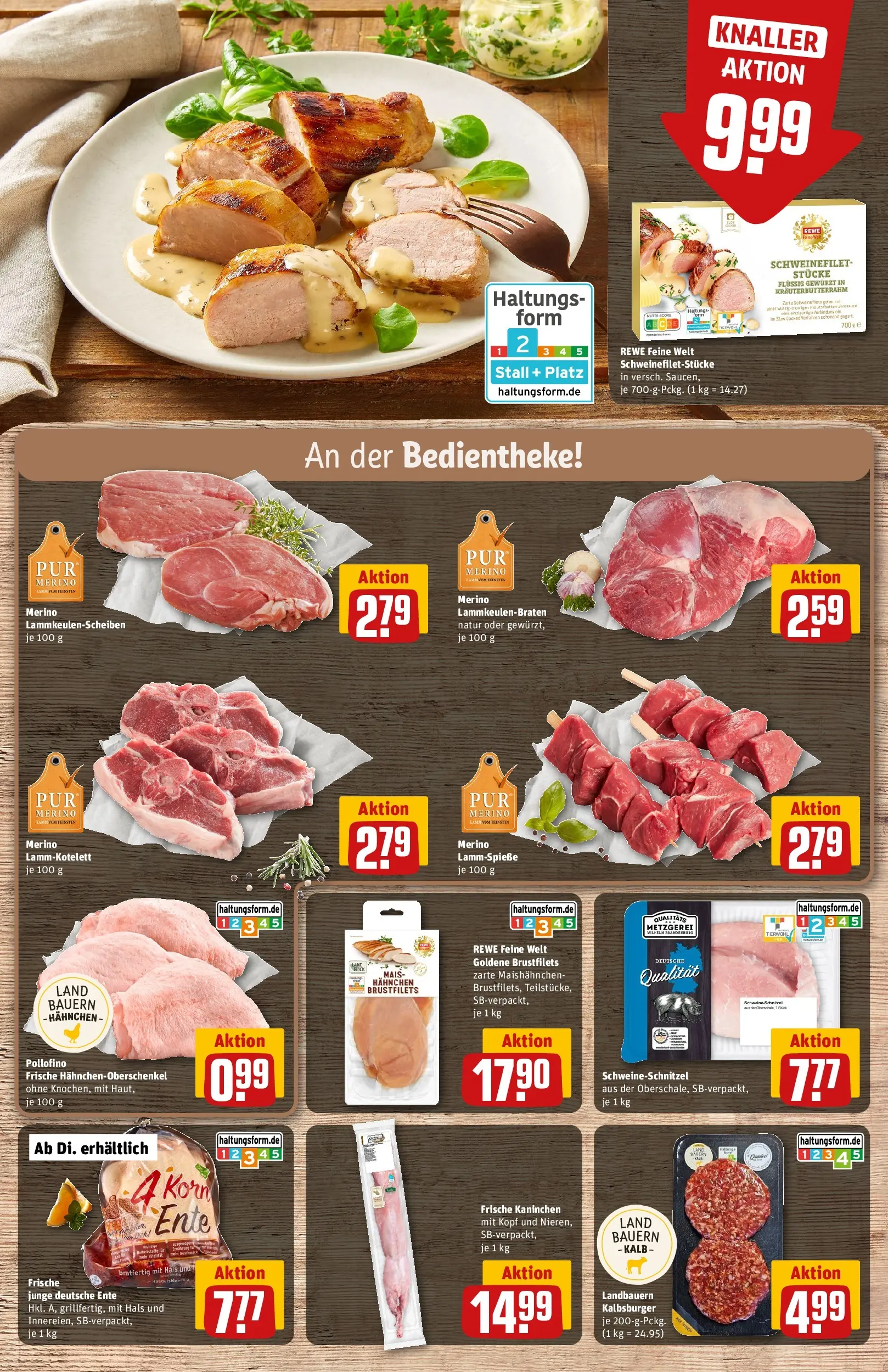 REWE Prospekt ab 30.03.2026 zum Blättern » Angebote | Seite: 12 | Produkte: Hahnchen, Kaninchen, Burger, Schweinefilet