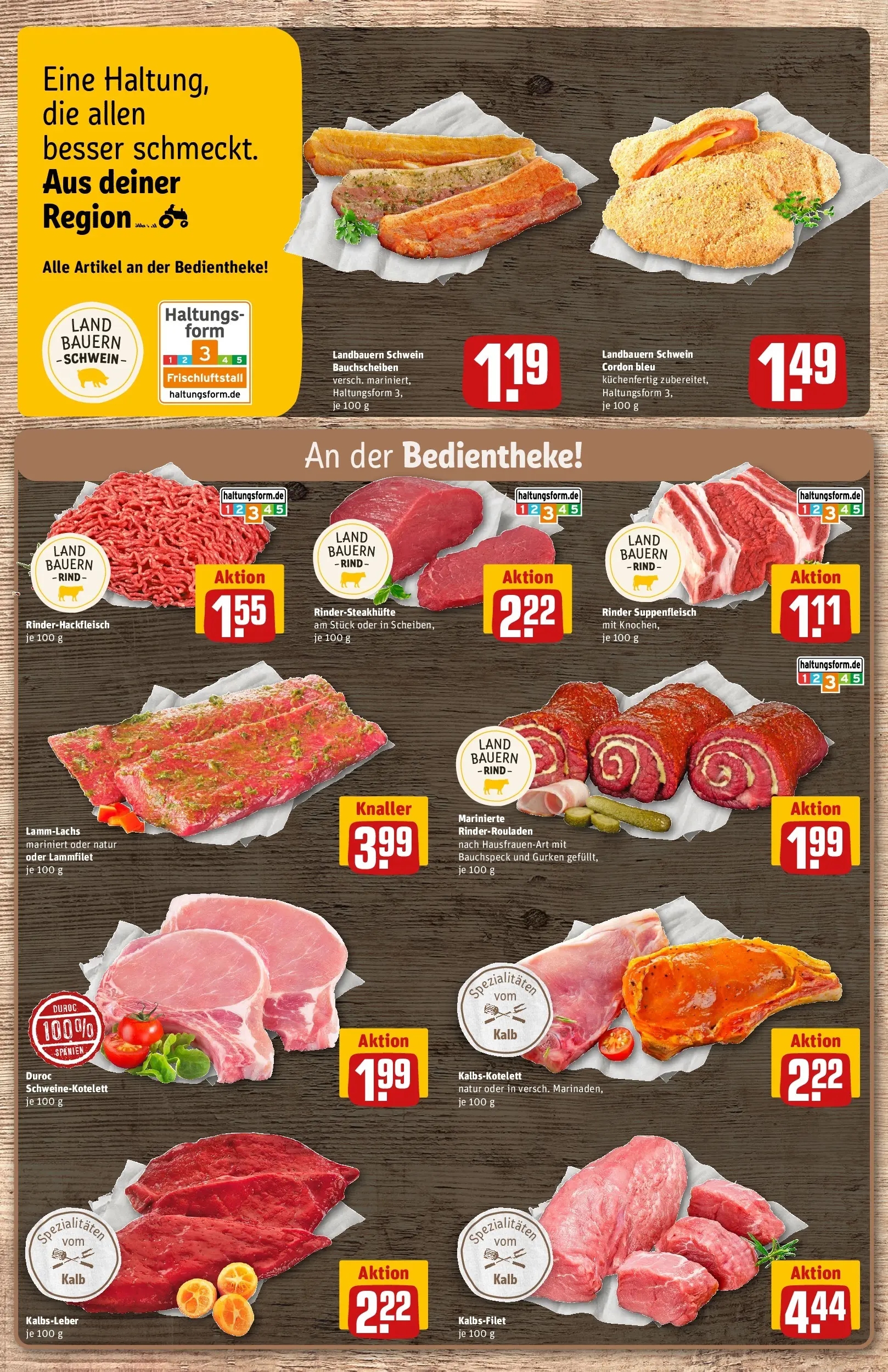 REWE Prospekt ab 30.03.2026 zum Blättern » Angebote | Seite: 13 | Produkte: Rinderrouladen, Kalbsleber, Suppenfleisch, Gurken
