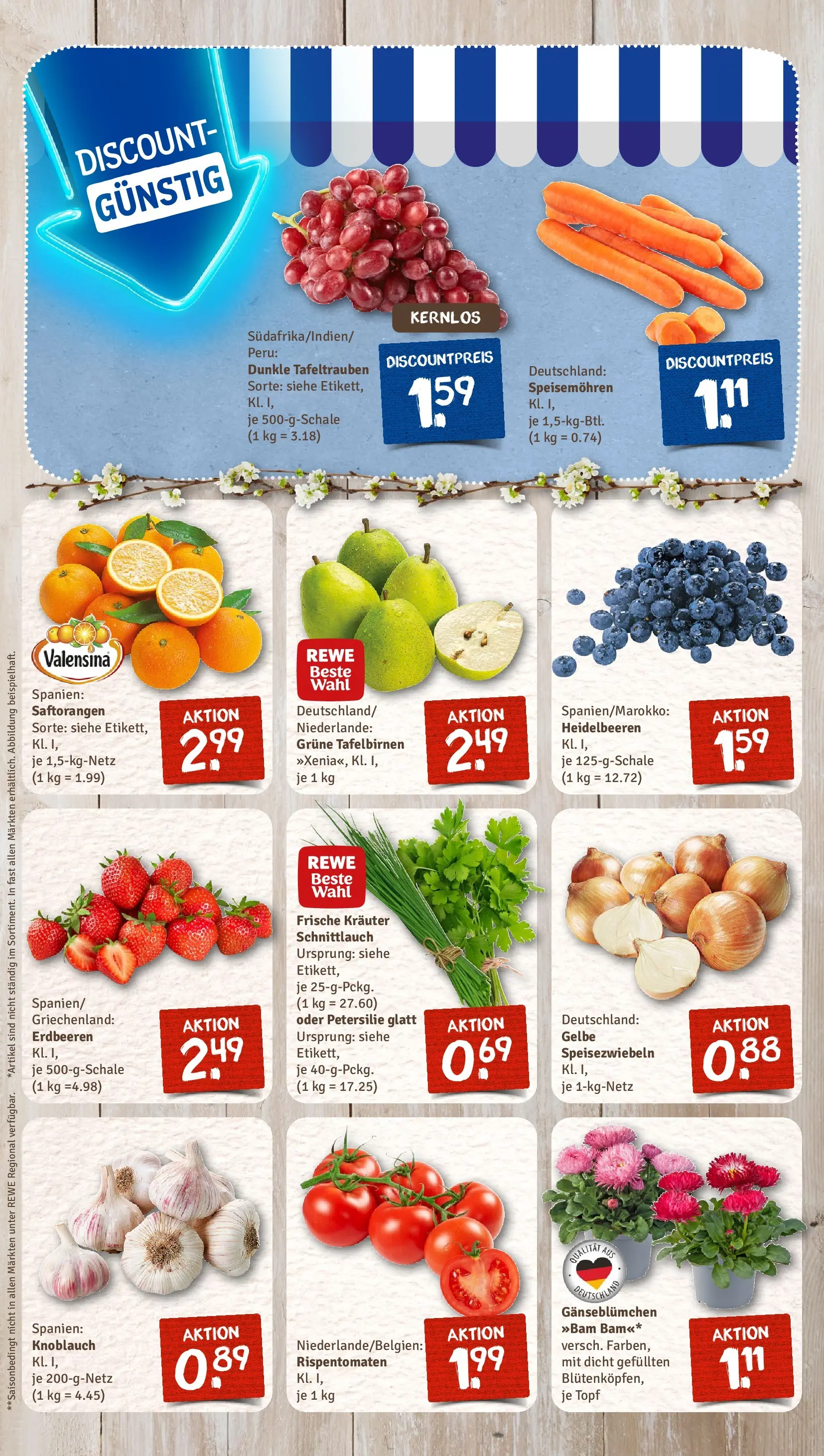 REWE Prospekt ab 30.03.2026 zum Blättern » Angebote | Seite: 6 | Produkte: Valensina, Knoblauch, Petersilie, Erdbeeren