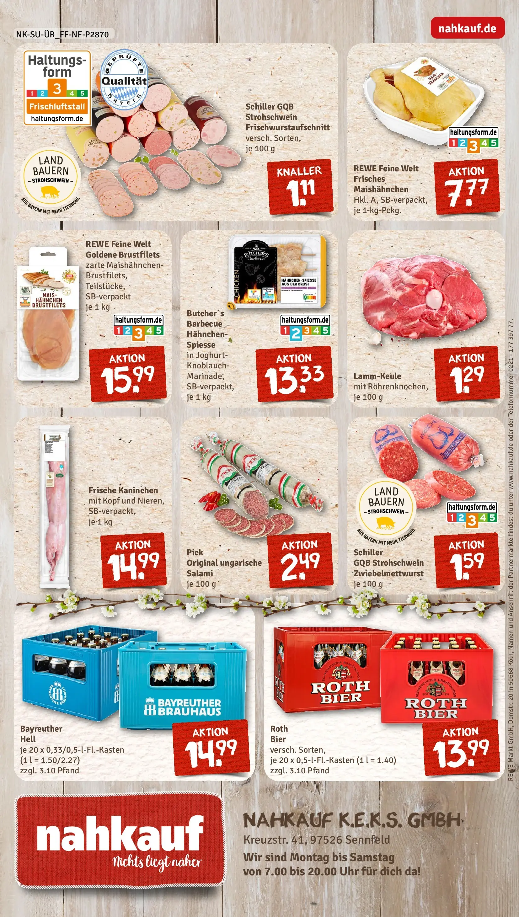 REWE Prospekt ab 30.03.2026 zum Blättern » Angebote | Seite: 12 | Produkte: Bier, Kaninchen, Knoblauch, Uhr