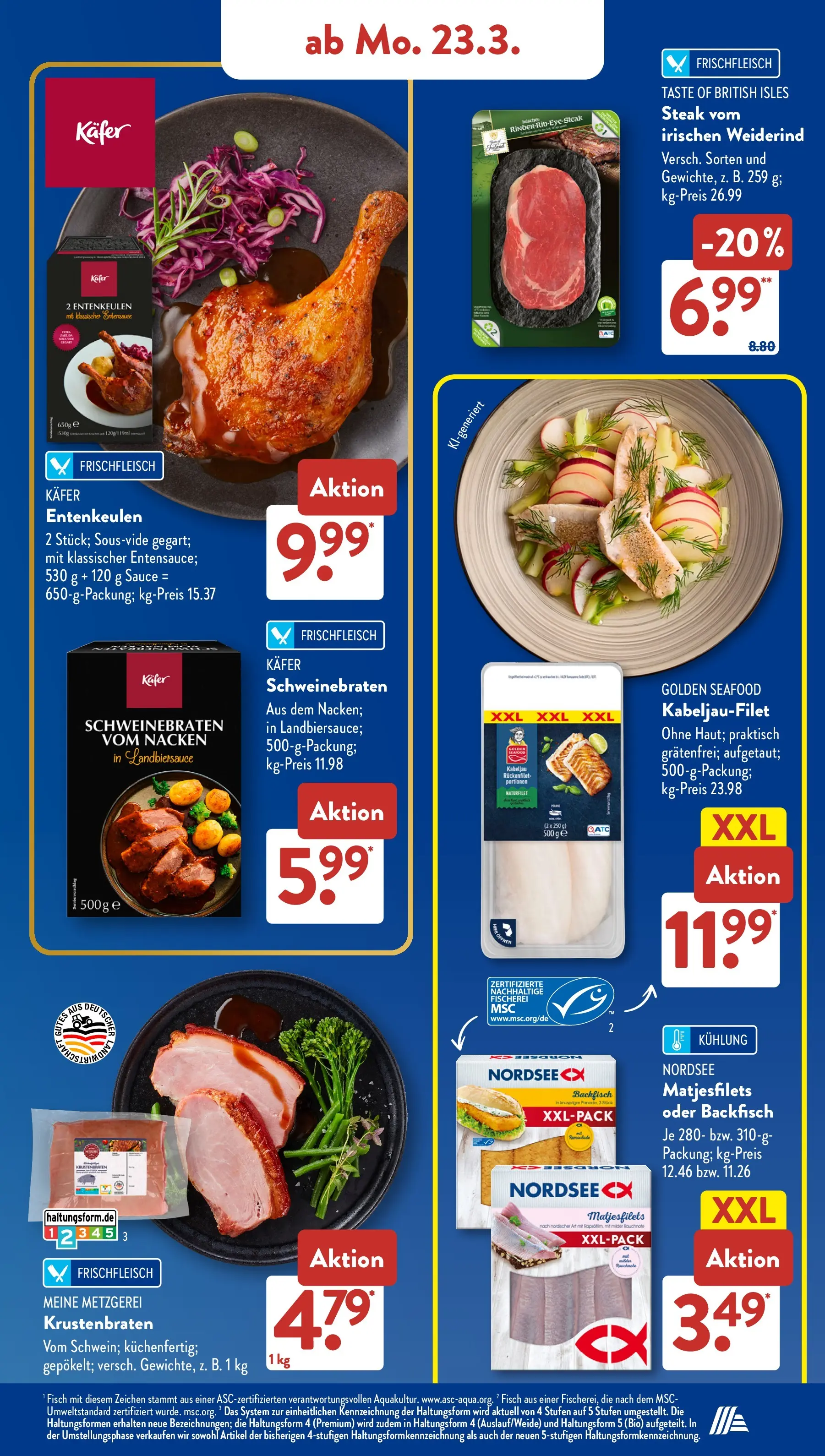 Aldi Süd Wochenangebote (ab 23.03.2026) zum Blättern | Seite: 15 | Produkte: Krustenbraten, Fisch, Steak