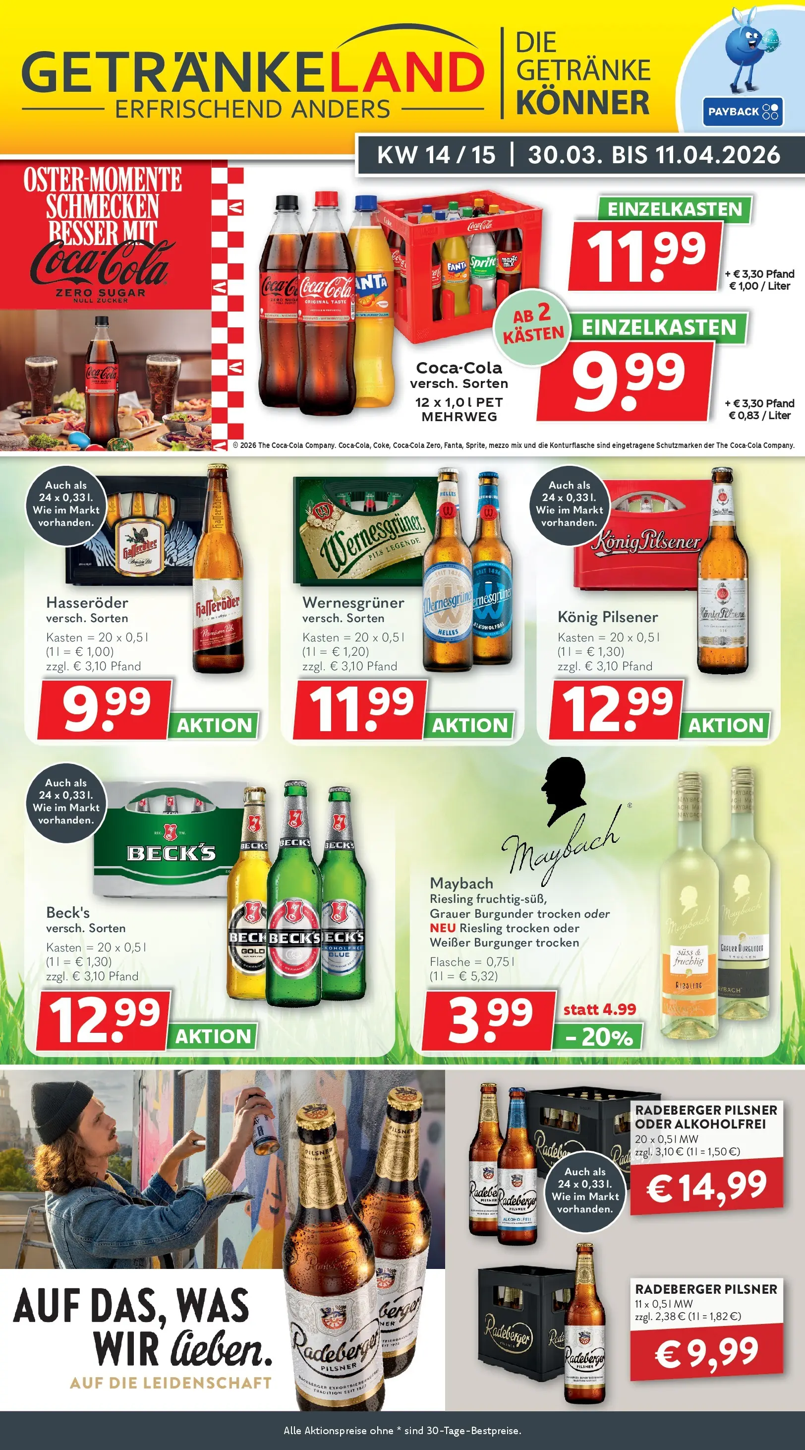 Getränkeland Prospekt Sandesneben (ab 30.03.2026) zum Blättern | Seite: 1 | Produkte: Mezzo mix, Fanta, Sprite, Hasseröder