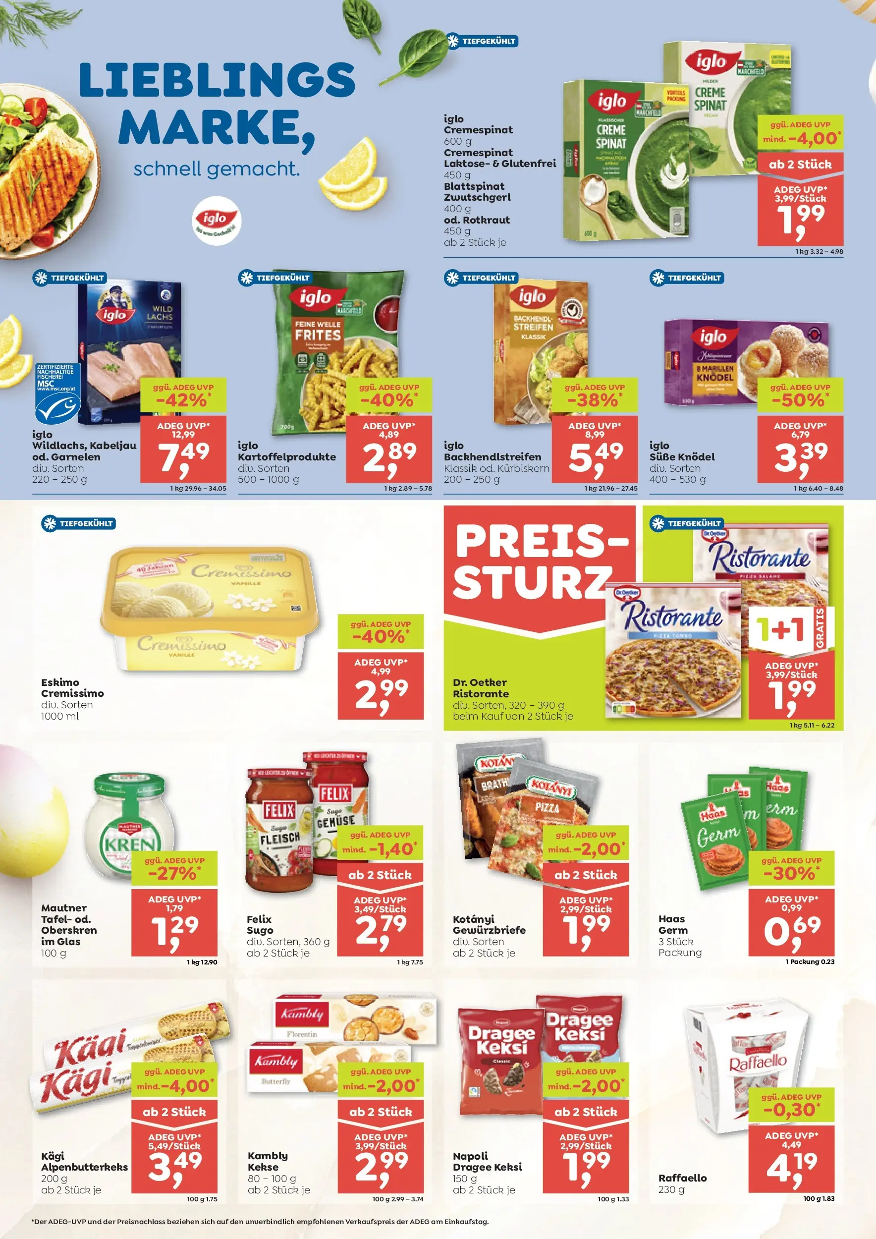 ADEG Möderbrugg, St. Jakob/Breitenau, Leoben von 26.03.2026 - Aktuelle Angebote | Seite: 8 | Produkte: Kekse, Gemüse, Creme, Pizza