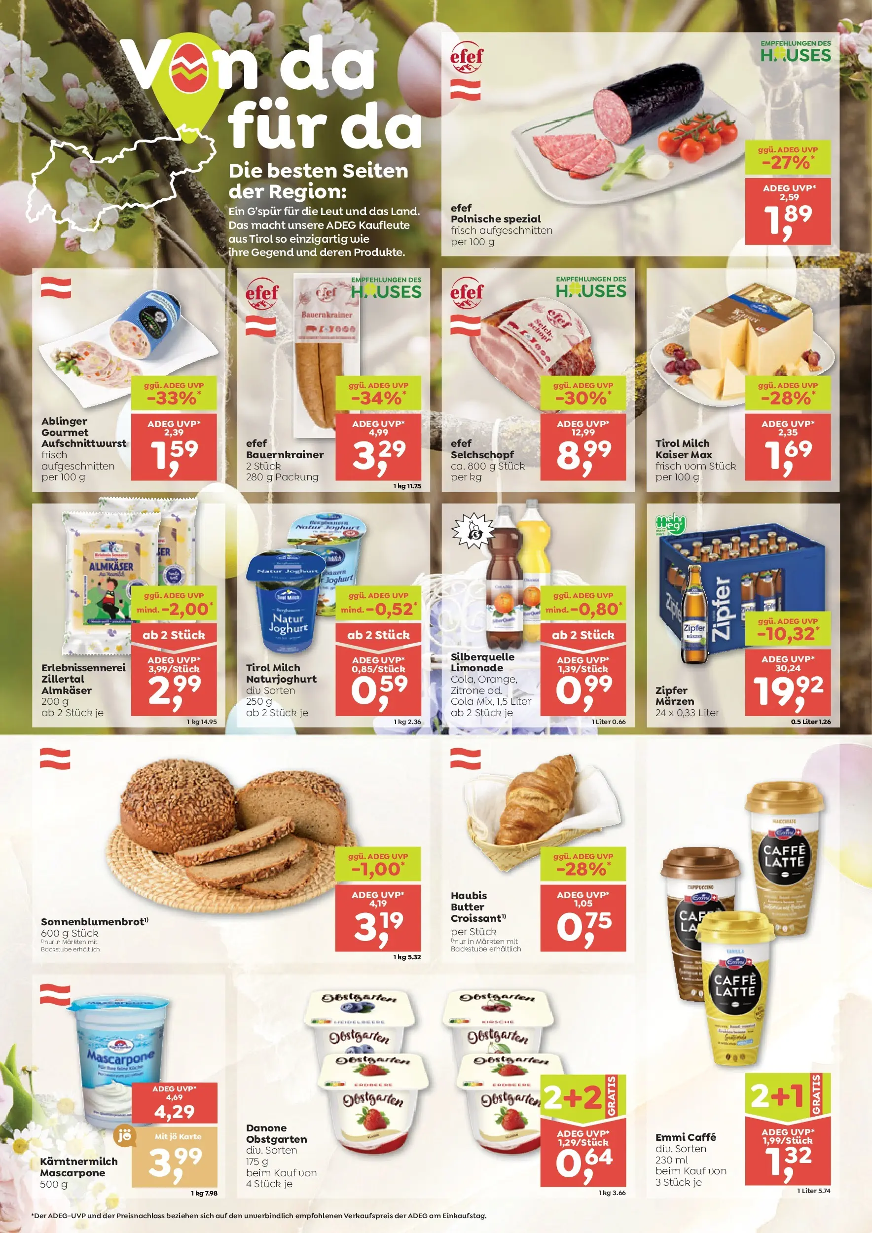 ADEG Bach, Ausservillgraten, Hopfgarten/Defereggen von 26.03.2026 - Aktuelle Angebote | Seite: 4 | Produkte: Zitrone, Milch, Butter, Joghurt