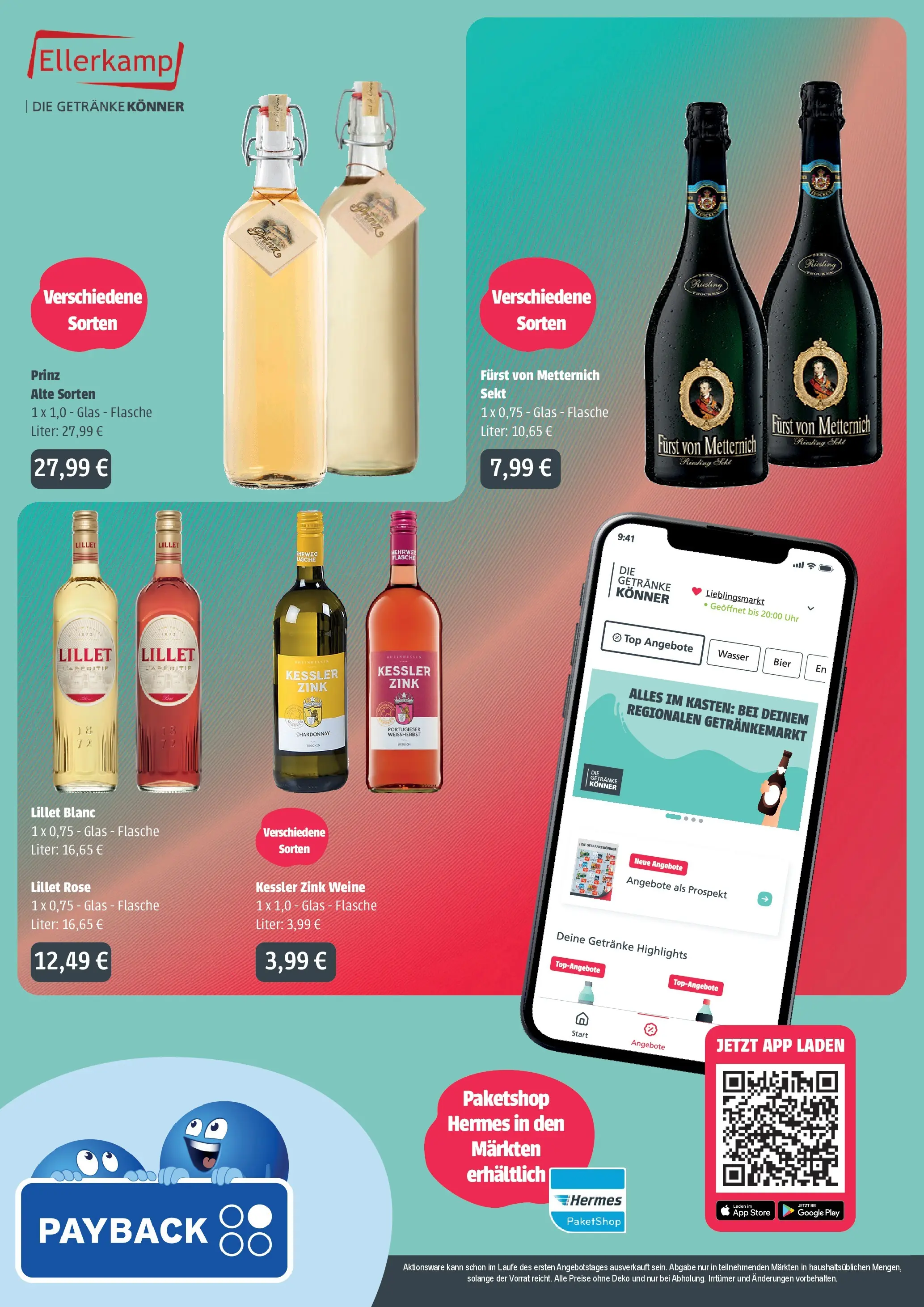 Angebote - Getränke Ellerkamp: Getränkeangebote (ab 29.03.2026) zum Blättern | Seite: 4 | Produkte: Furst von metternich, Bier, Lillet, Uhr