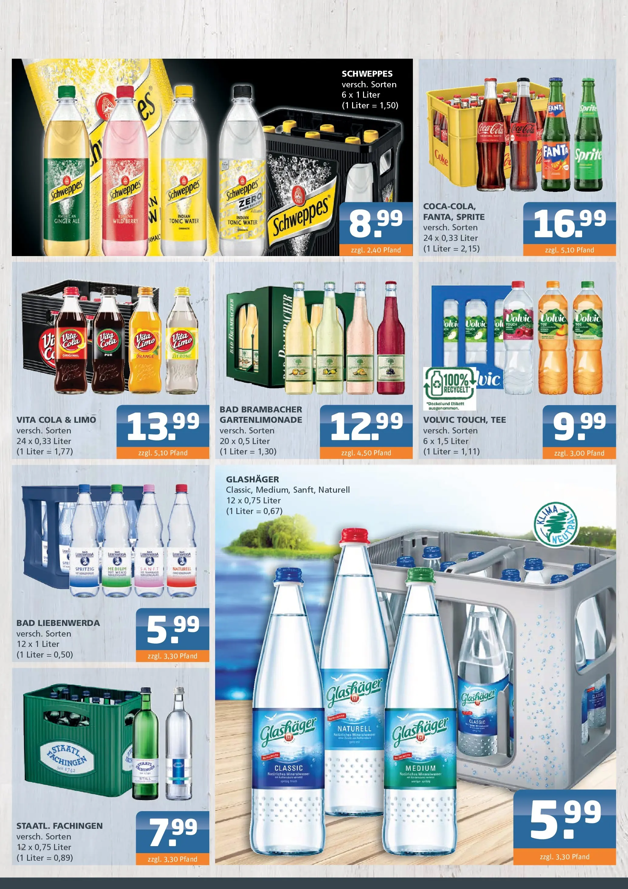 Angebote - Getränke Lehmann: Getränkeangebote (ab 29.03.2026) zum Blättern | Seite: 3 | Produkte: Bad, Schweppes, Zucker, Volvic