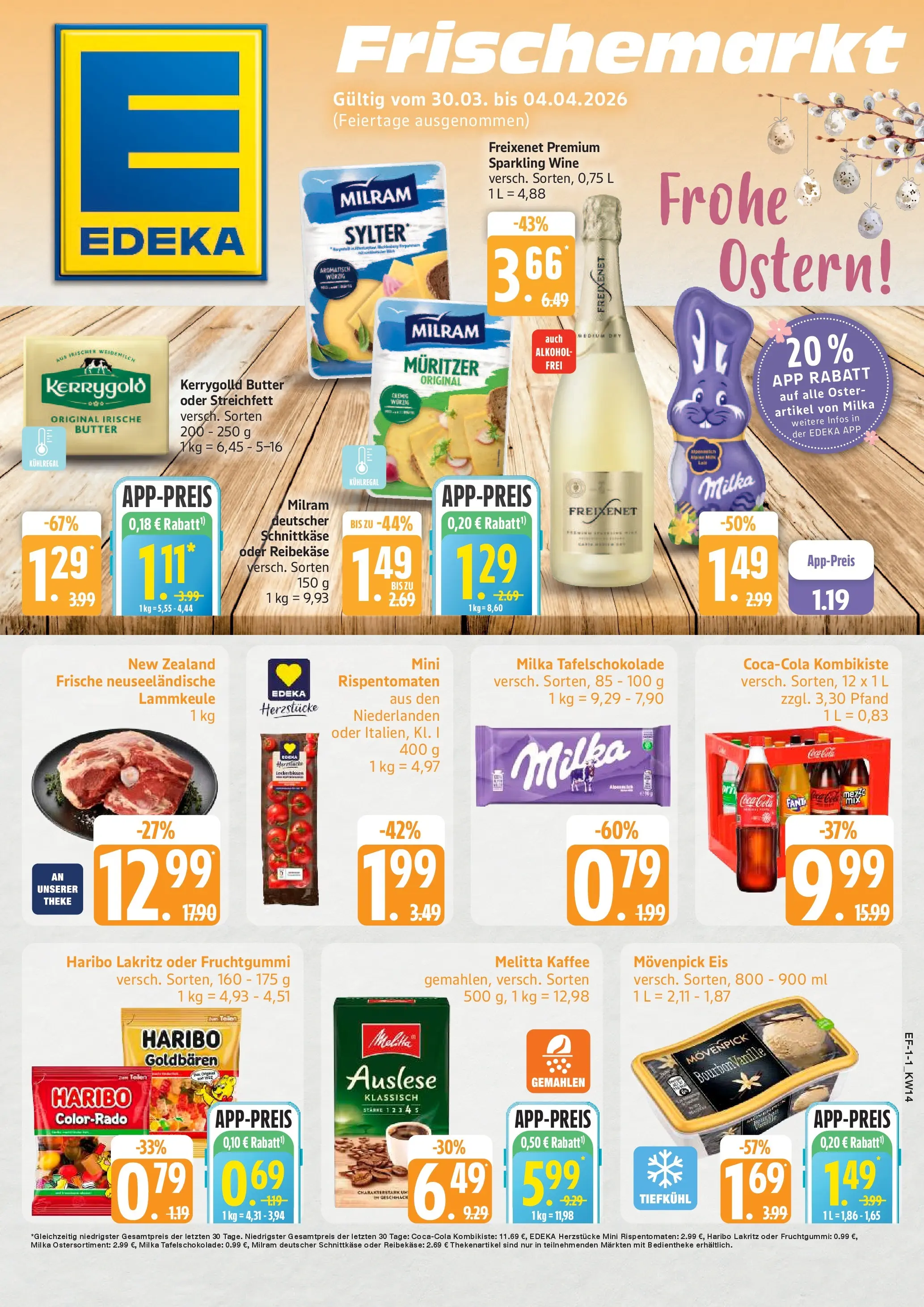 Edeka prospekt Luhnstedt	 (ab 29.03.2026) » Angebote Online | Seite: 1 | Produkte: Lammkeule, Haribo, Cola, Eis