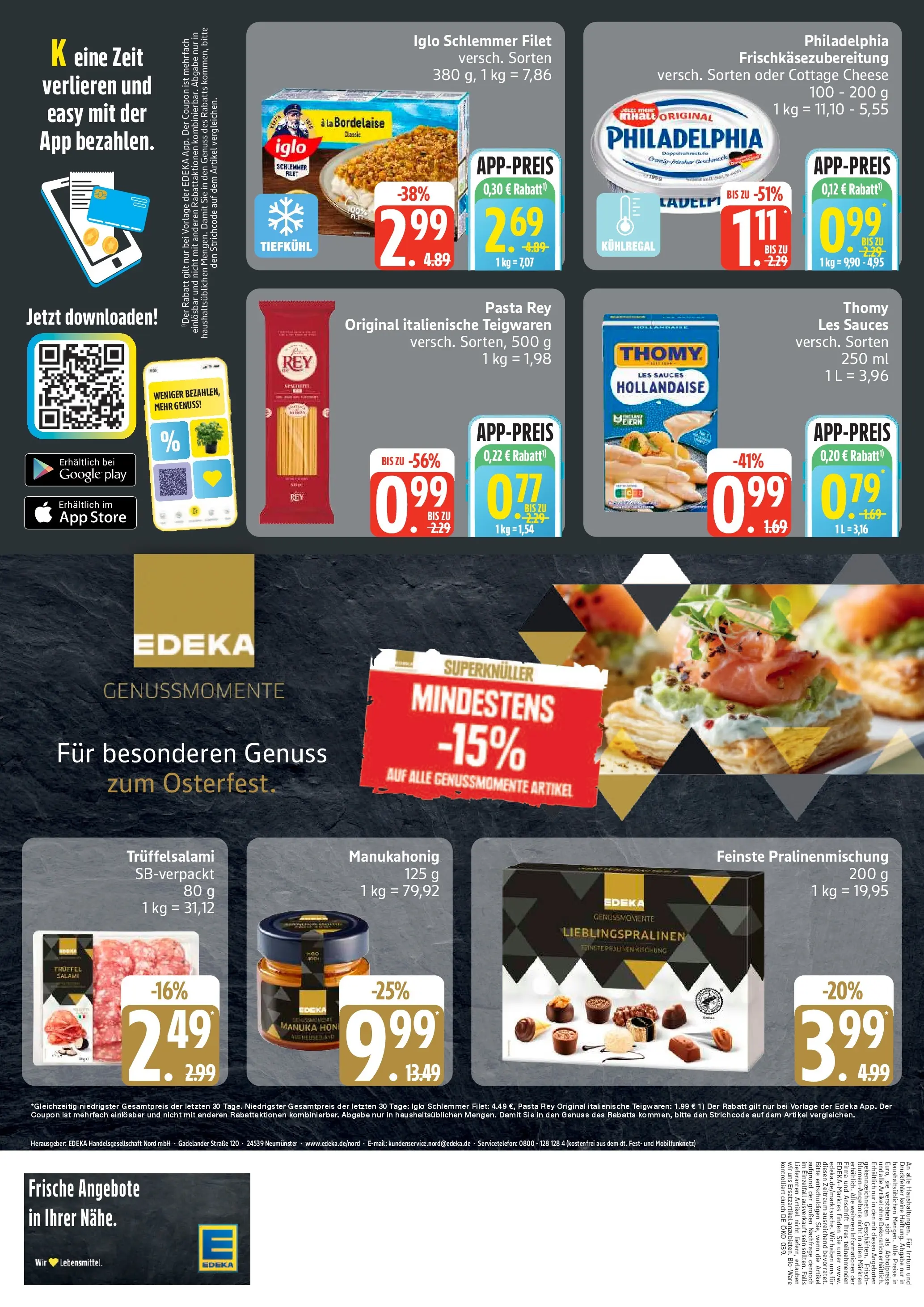 Edeka prospekt Luhnstedt	 (ab 29.03.2026) » Angebote Online | Seite: 4 | Produkte: Thomy les sauces, Philadelphia, Iglo, Pasta