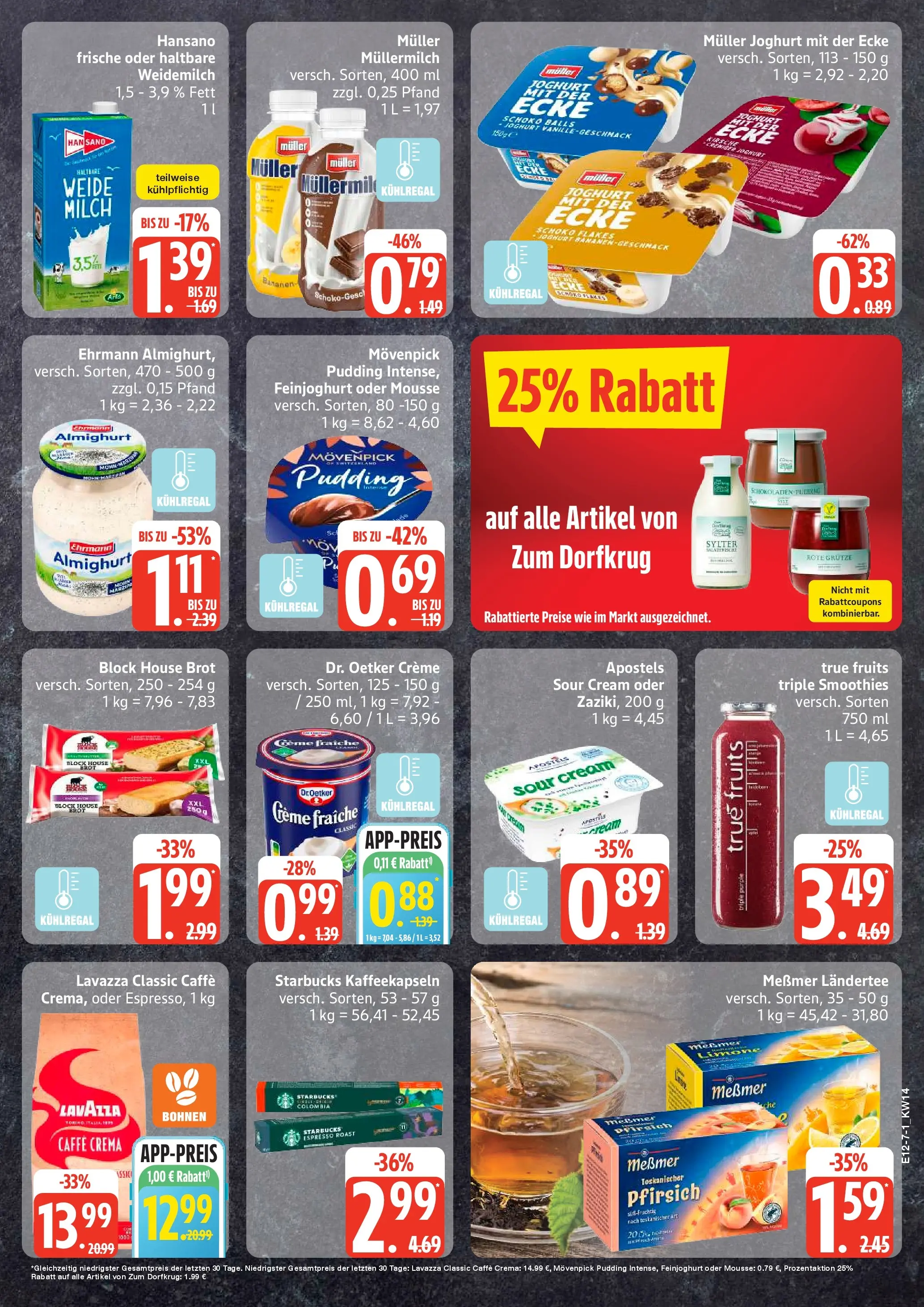 Edeka prospekt Sterup	 (ab 29.03.2026) » Angebote Online | Seite: 7 | Produkte: Milch, Starbucks, Pfirsich, Muller mullermilch