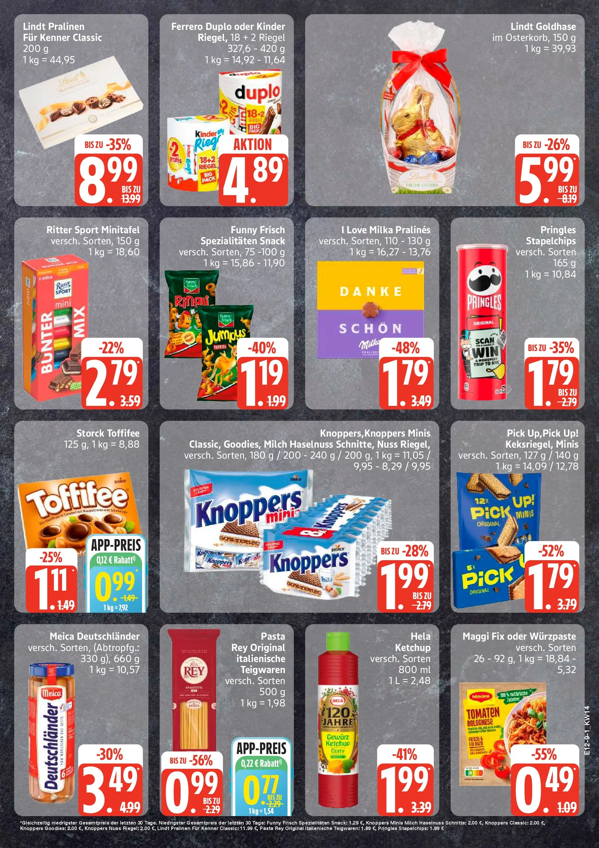 Edeka prospekt Sterup	 (ab 29.03.2026) » Angebote Online | Seite: 9 | Produkte: Funny frisch, Pasta, Pringles, Lindt