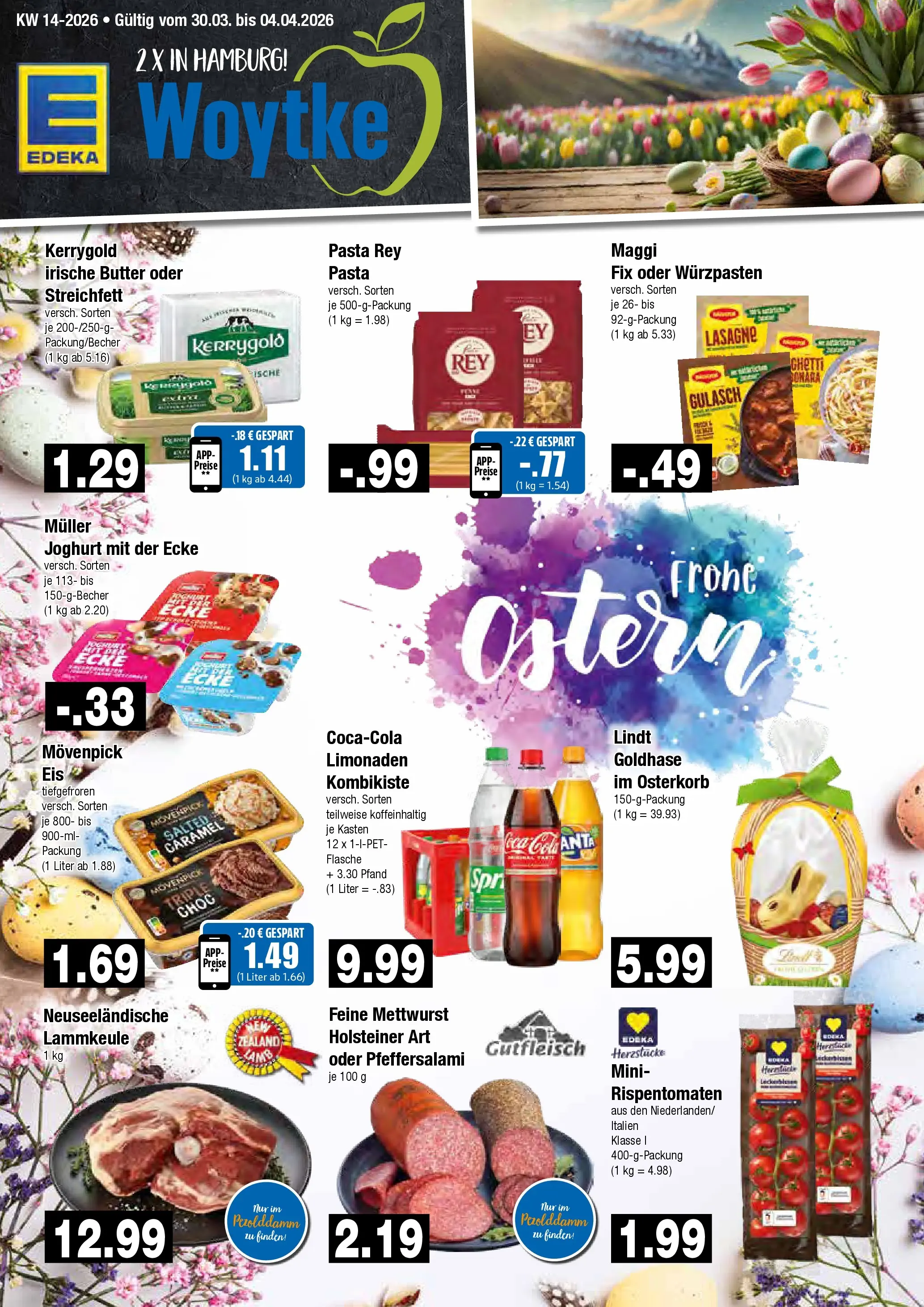Edeka prospekt Hamburg	 (ab 30.03.2026) » Angebote Online | Seite: 1 | Produkte: Lammkeule, Movenpick eis, Maggi fix, Eis