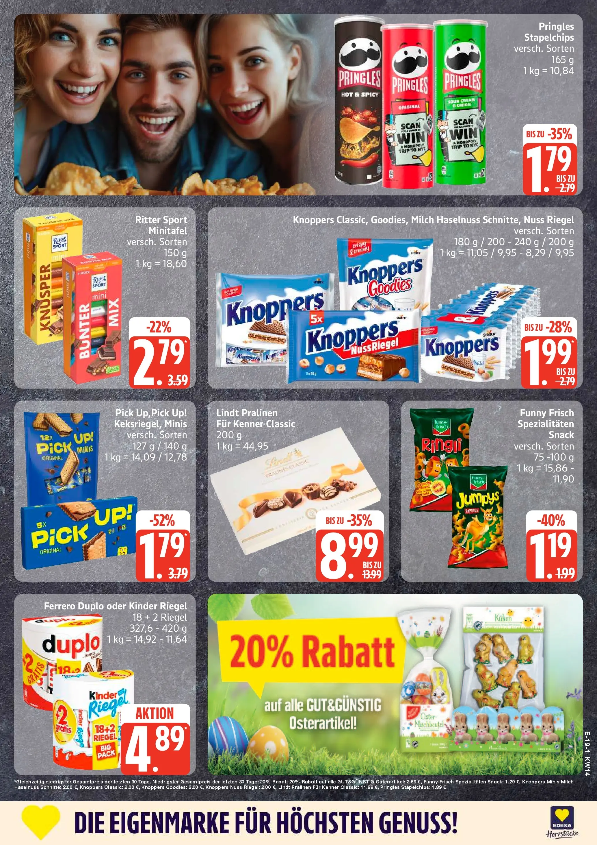 Edeka prospekt Hamburg	 (ab 29.03.2026) » Angebote Online | Seite: 22 | Produkte: Ferrero duplo, Kinder riegel, Pringles, Lindt