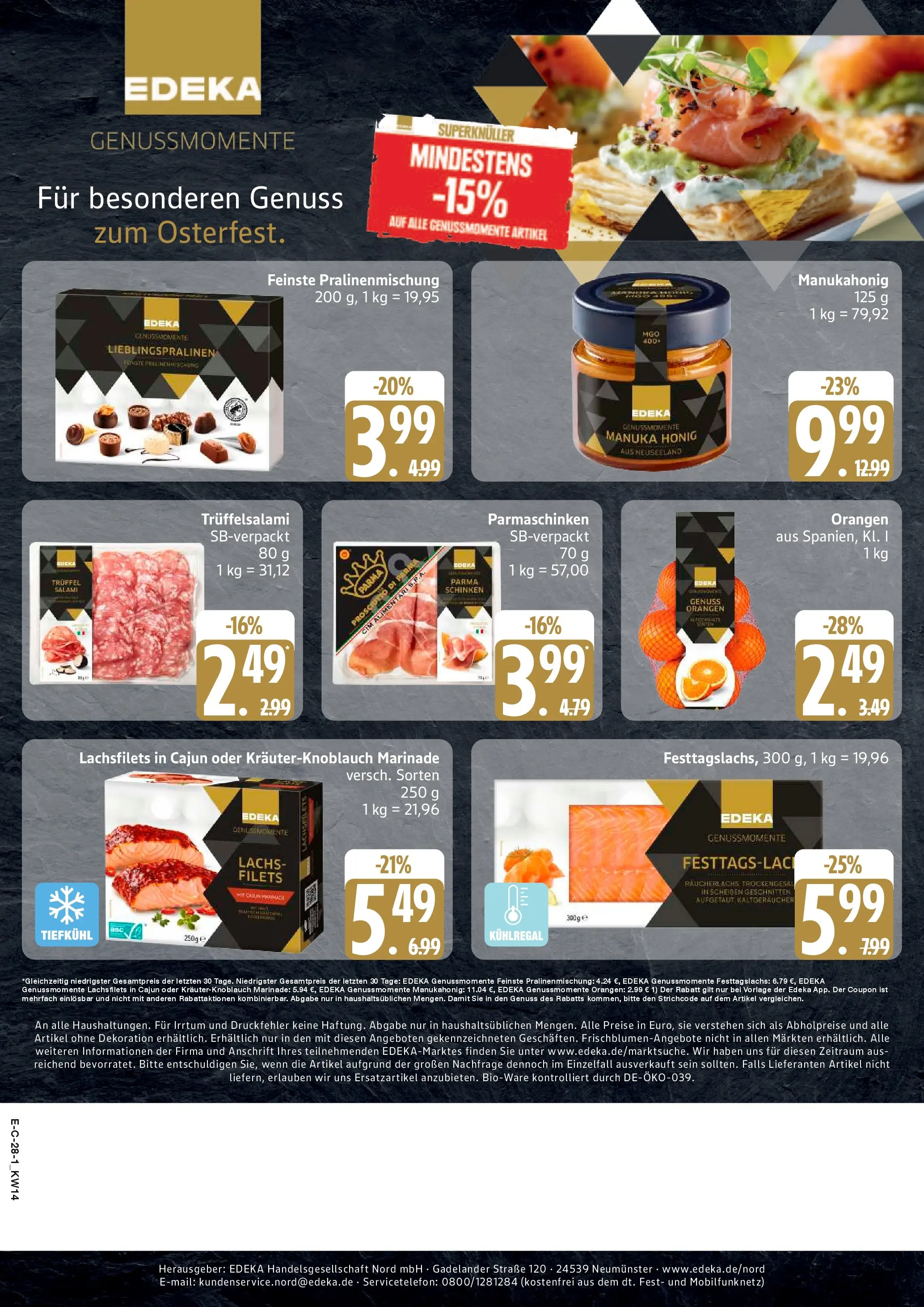 Edeka prospekt Elmshorn	 (ab 30.03.2026) » Angebote Online | Seite: 33 | Produkte: Orangen, Lachs, Salami, Schinken