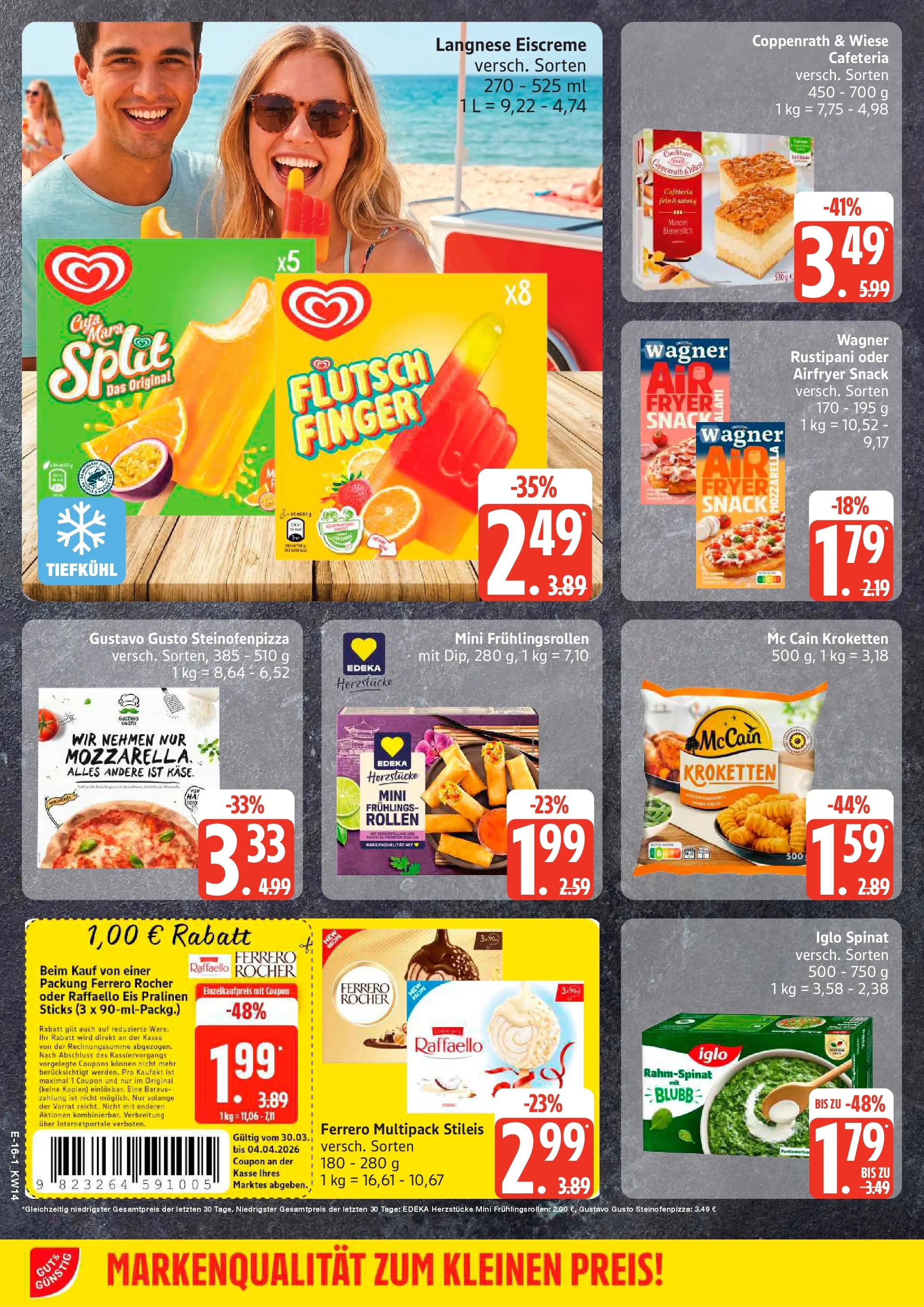 Angebote (ab 30.03.2026) » Angebote Online | Seite: 16 | Produkte: Gustavo gusto, Raffaello, Langnese, Iglo