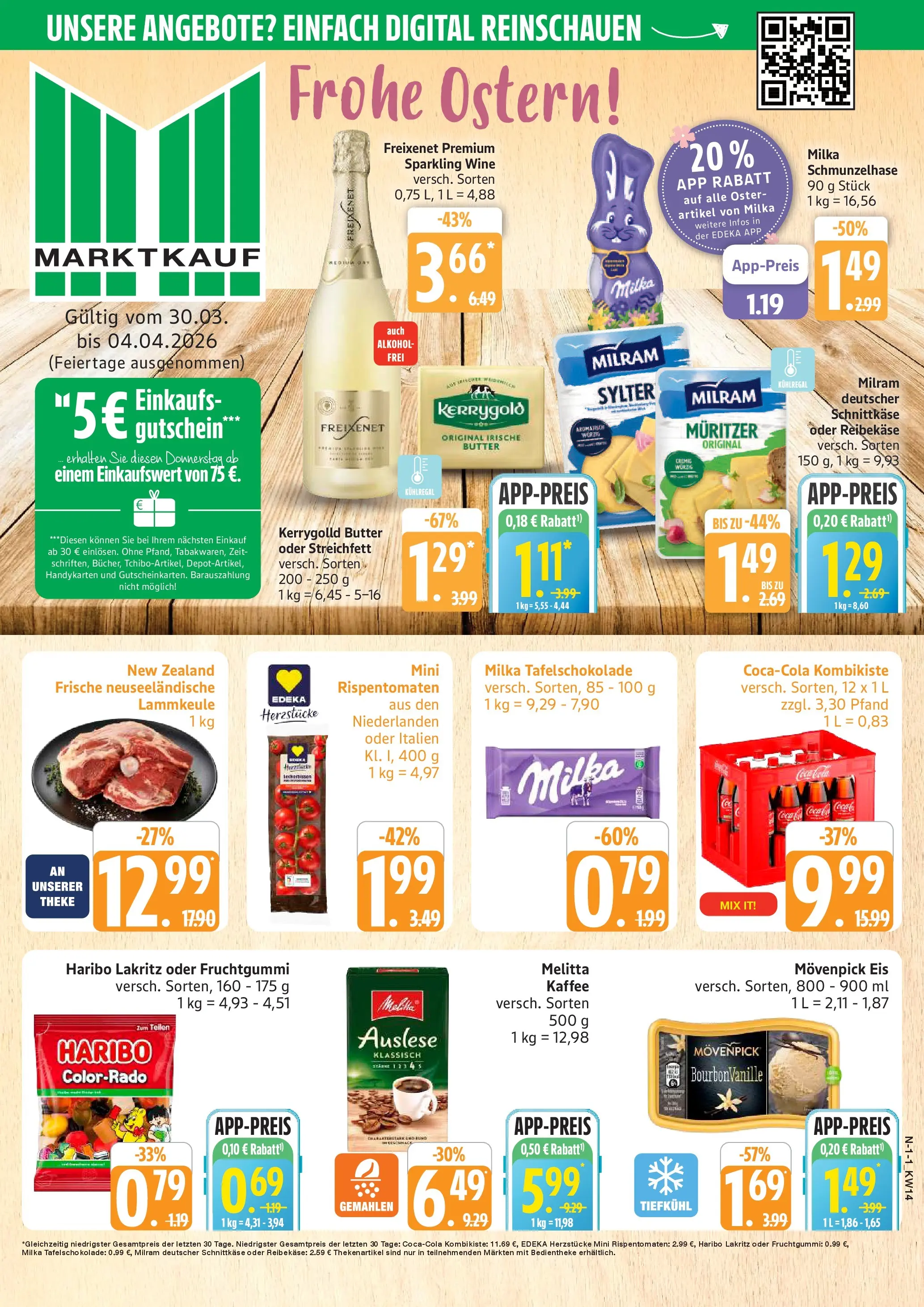 Angebote (ab 30.03.2026) » Angebote Online | Seite: 1 | Produkte: Lammkeule, Melitta kaffee, Freixenet, Reibekase
