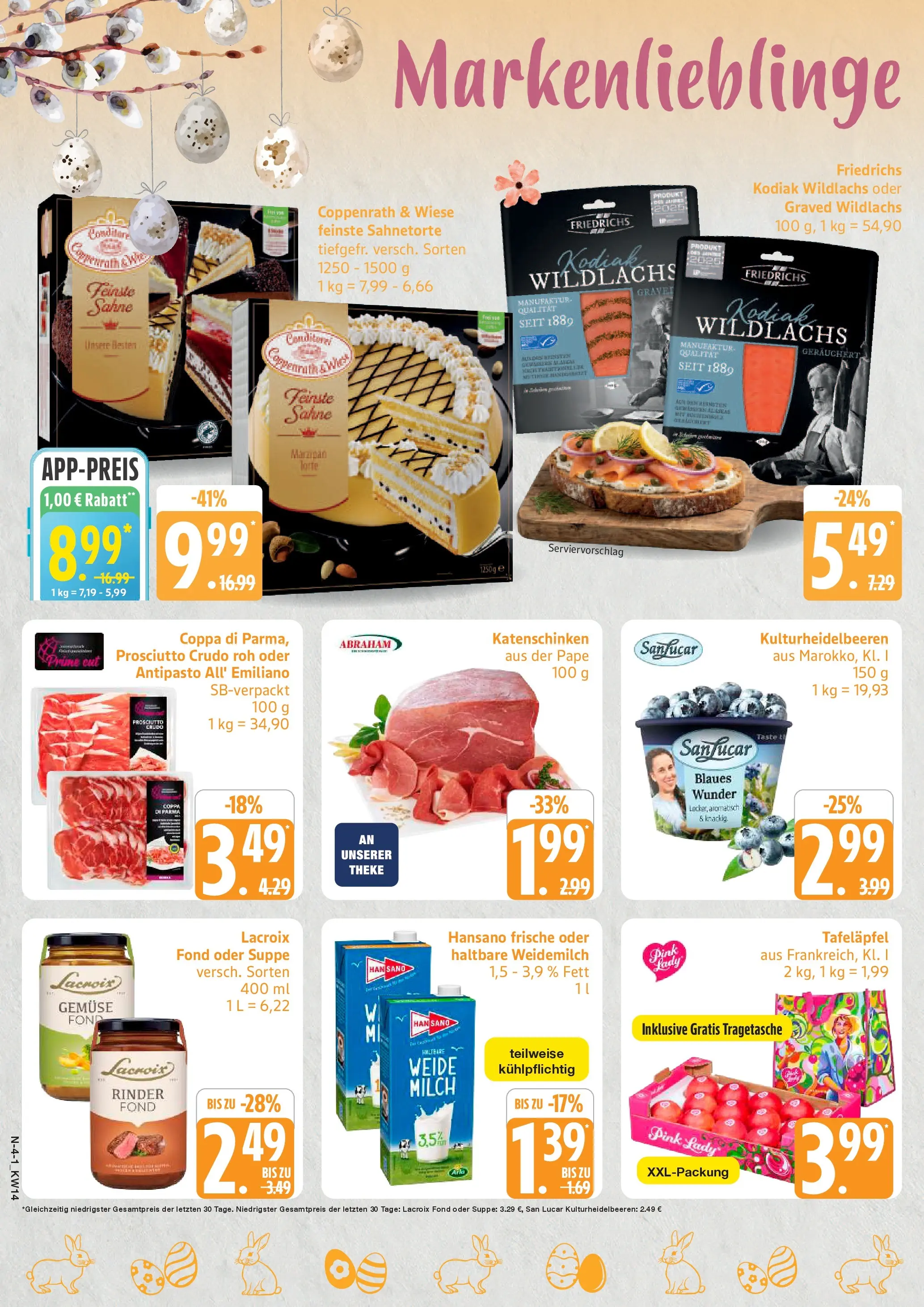 Edeka prospekt Rostock	 (ab 29.03.2026) » Angebote Online | Seite: 4 | Produkte: Milch, Theke, Gemüse, Sahne