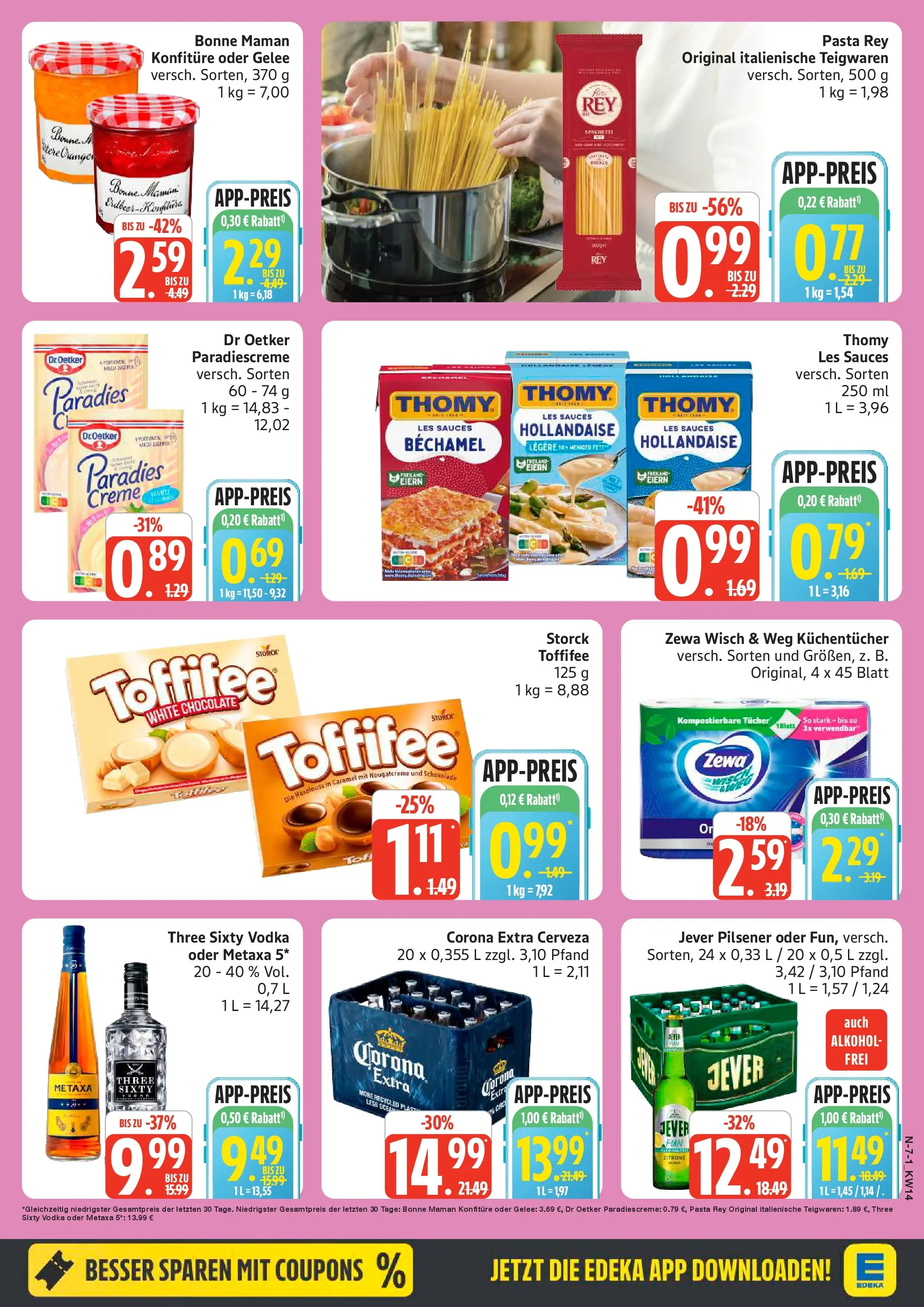 Angebote (ab 30.03.2026) » Angebote Online | Seite: 7 | Produkte: Thomy les sauces, Zewa, Metaxa, Pasta