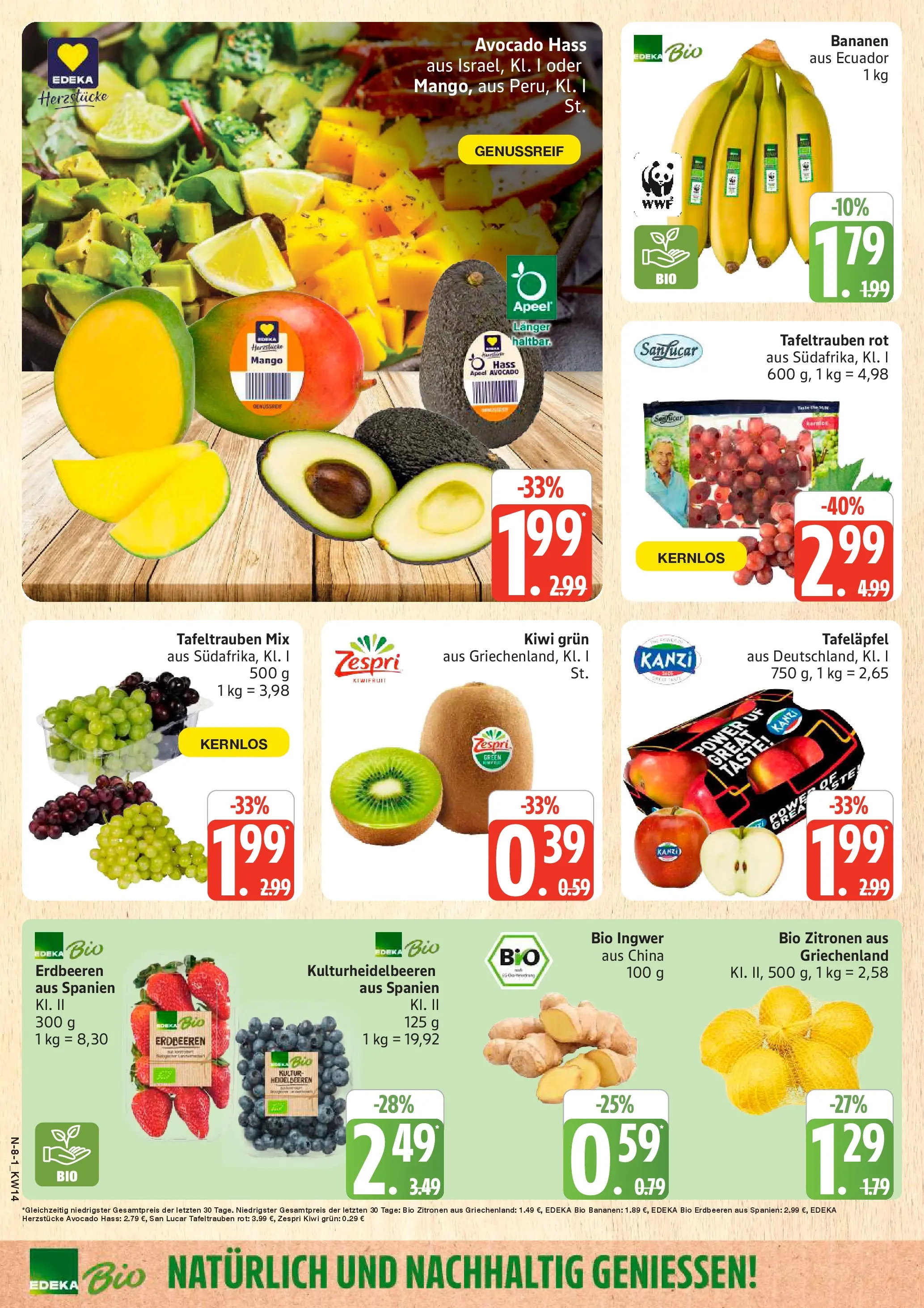 Edeka prospekt Rostock	 (ab 29.03.2026) » Angebote Online | Seite: 8 | Produkte: Apple, Heidelbeeren, Kiwi, Zitronen