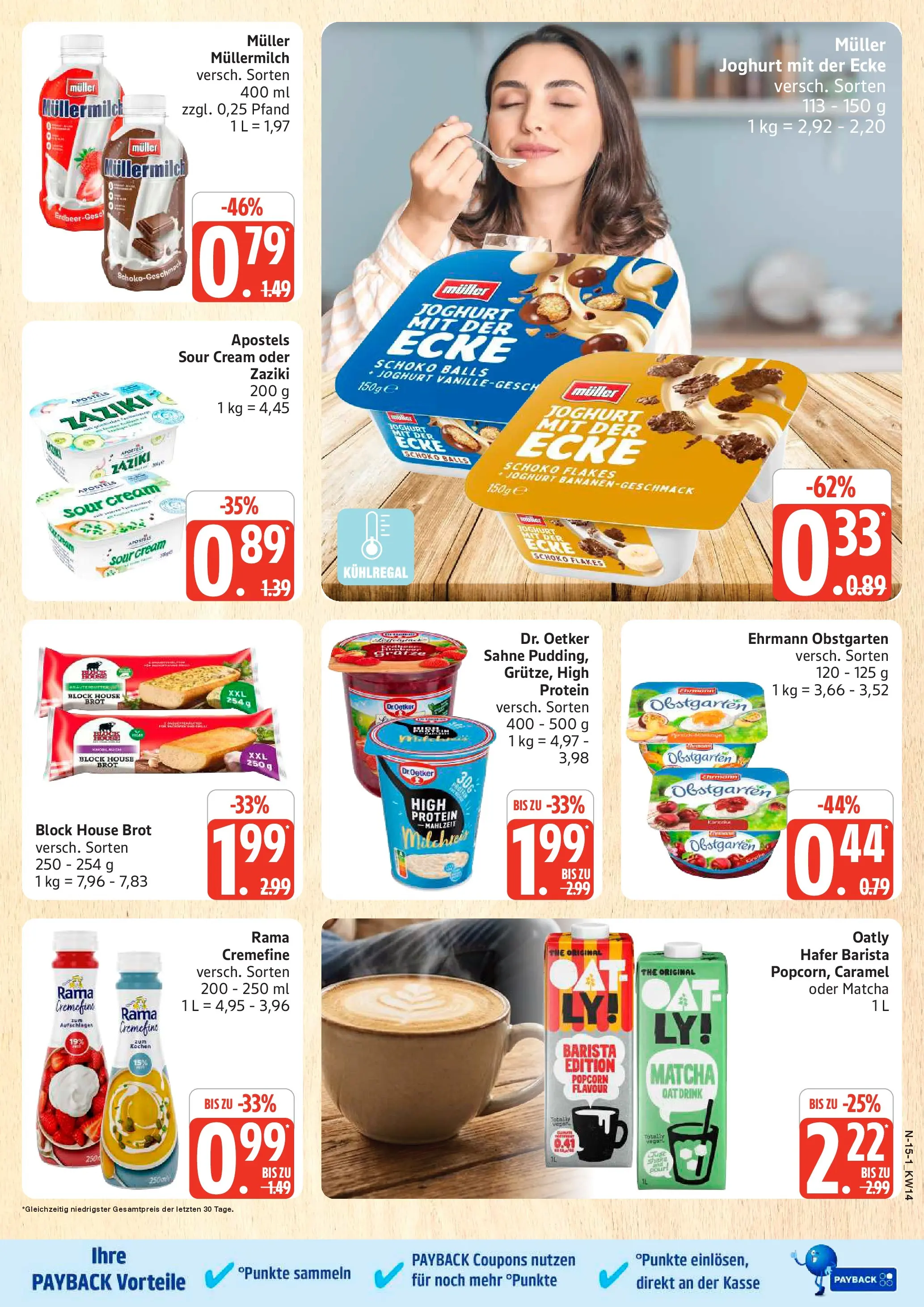 Edeka prospekt Rostock	 (ab 29.03.2026) » Angebote Online | Seite: 15 | Produkte: Joghurt, Pudding, Oatly, Brot