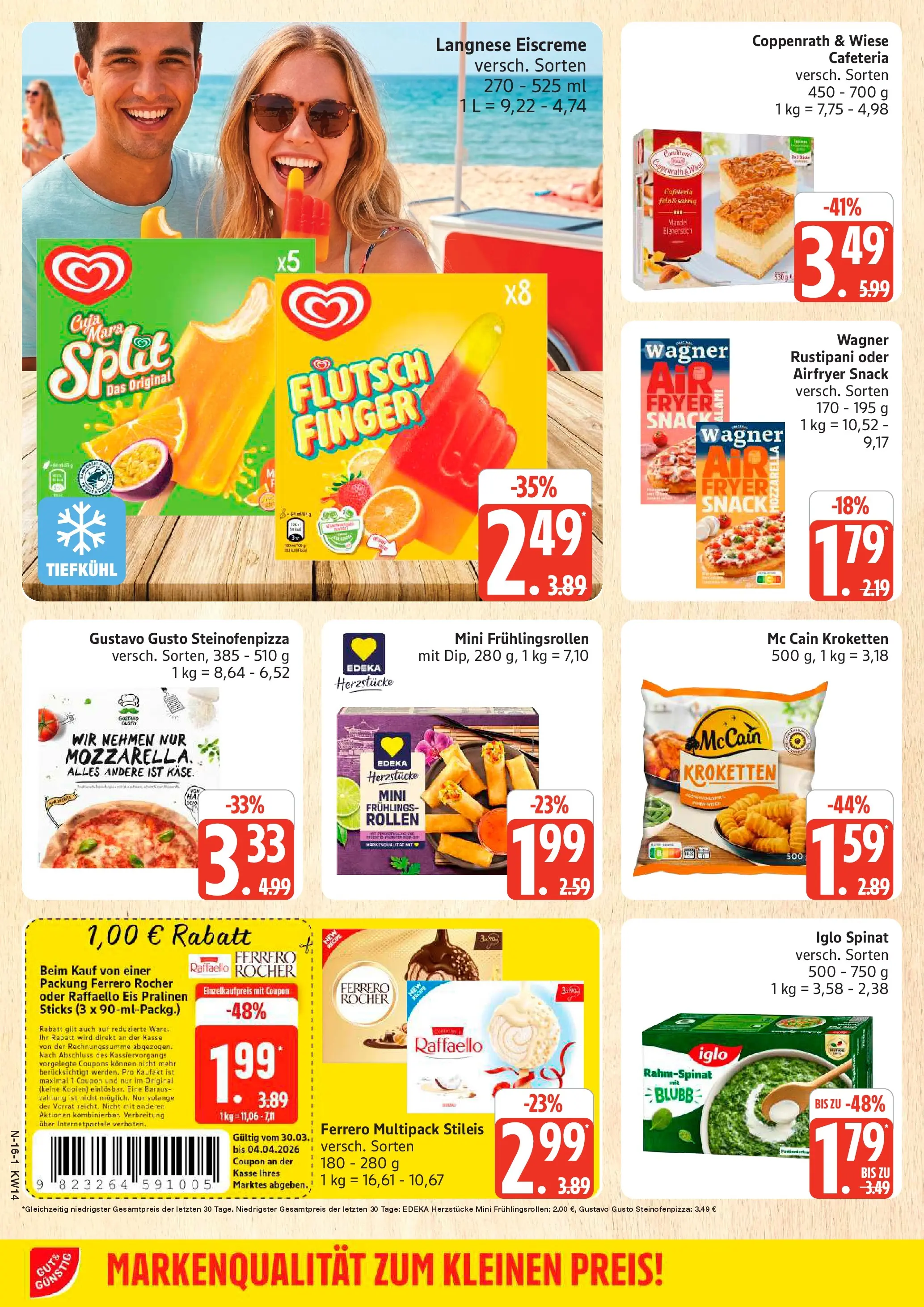 Edeka prospekt Rostock	 (ab 29.03.2026) » Angebote Online | Seite: 16 | Produkte: Langnese, Ferrero rocher, Eiscreme, Eis
