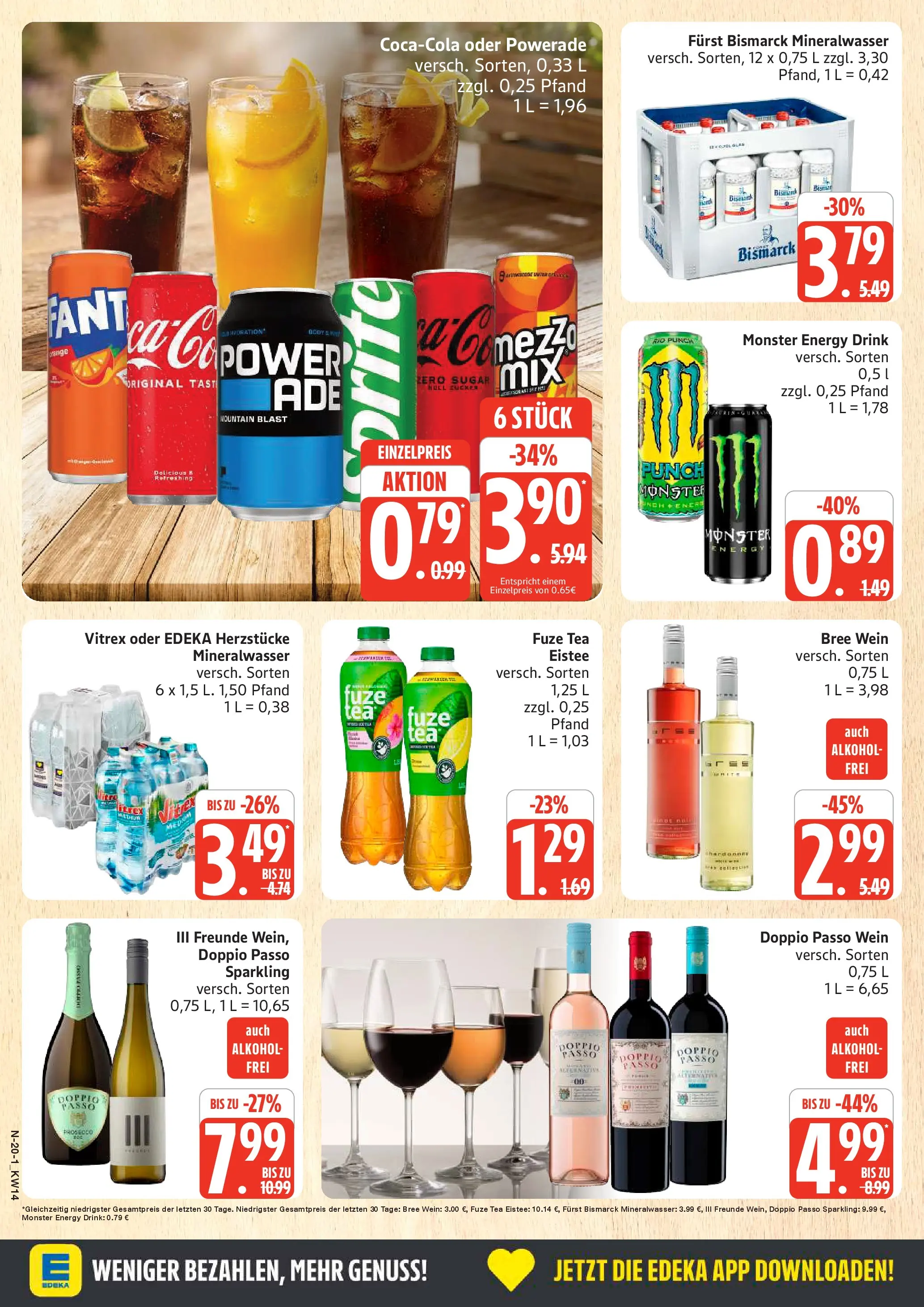 Edeka prospekt Rostock	 (ab 29.03.2026) » Angebote Online | Seite: 20 | Produkte: Fuze tea, Monster, Prosecco, Powerade