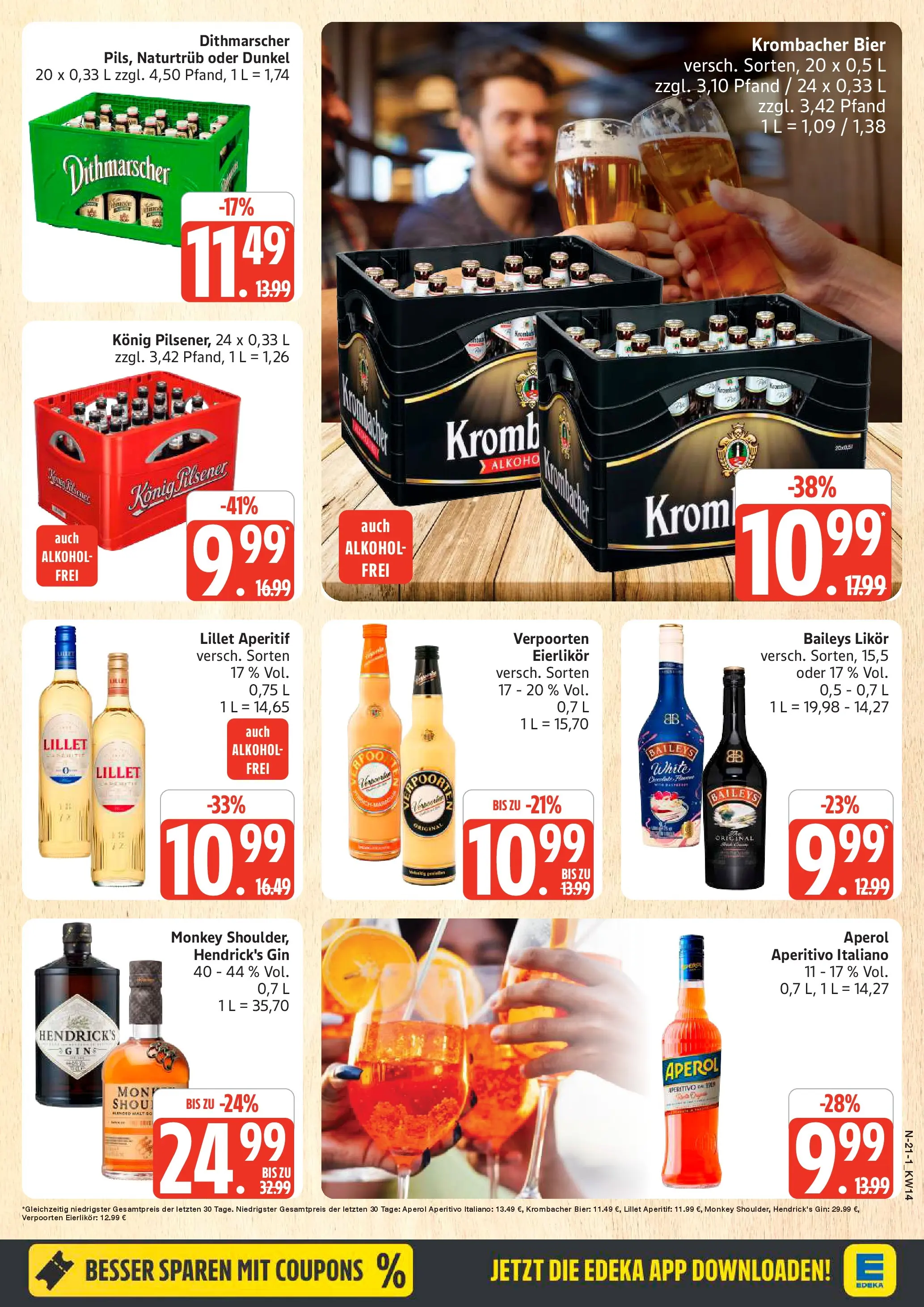 Angebote (ab 30.03.2026) » Angebote Online | Seite: 21 | Produkte: Konig pilsener, Likör, Lillet, Aperol