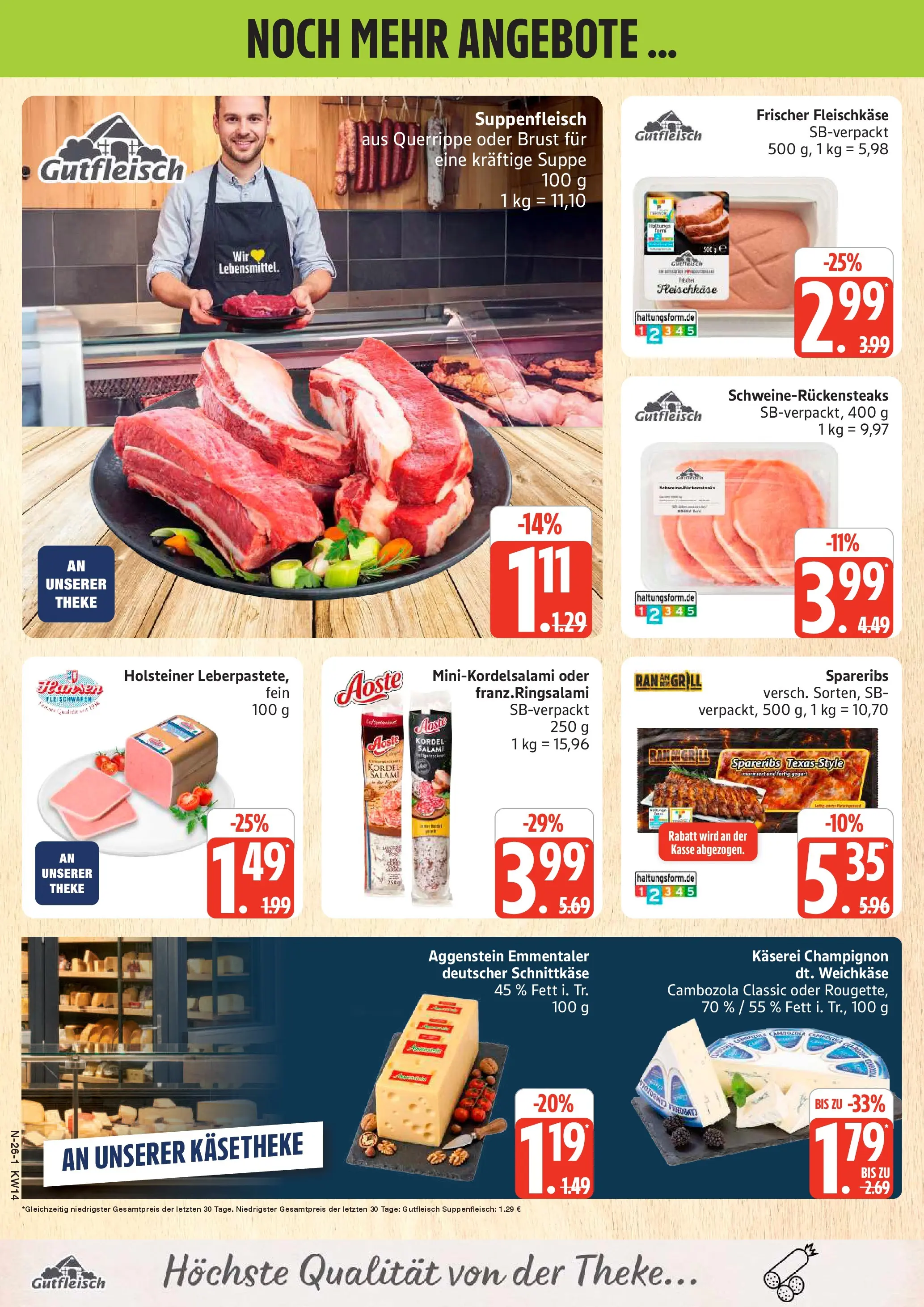 Edeka prospekt Rostock	 (ab 29.03.2026) » Angebote Online | Seite: 26 | Produkte: Grill, Theke, Suppenfleisch, Salami