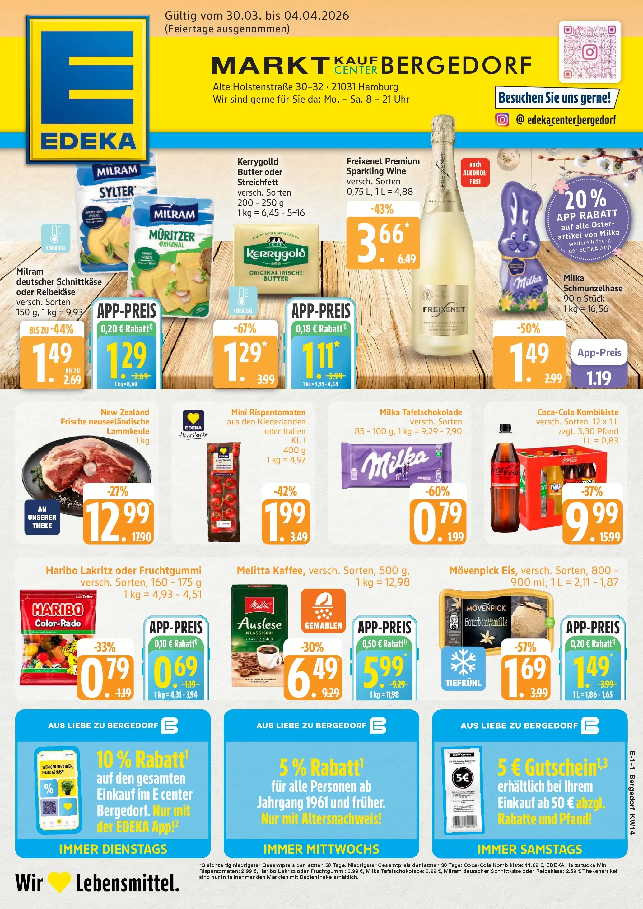 Edeka prospekt Hamburg	 (ab 29.03.2026) » Angebote Online | Seite: 1 | Produkte: Melitta kaffee, Haribo, Theke, Freixenet