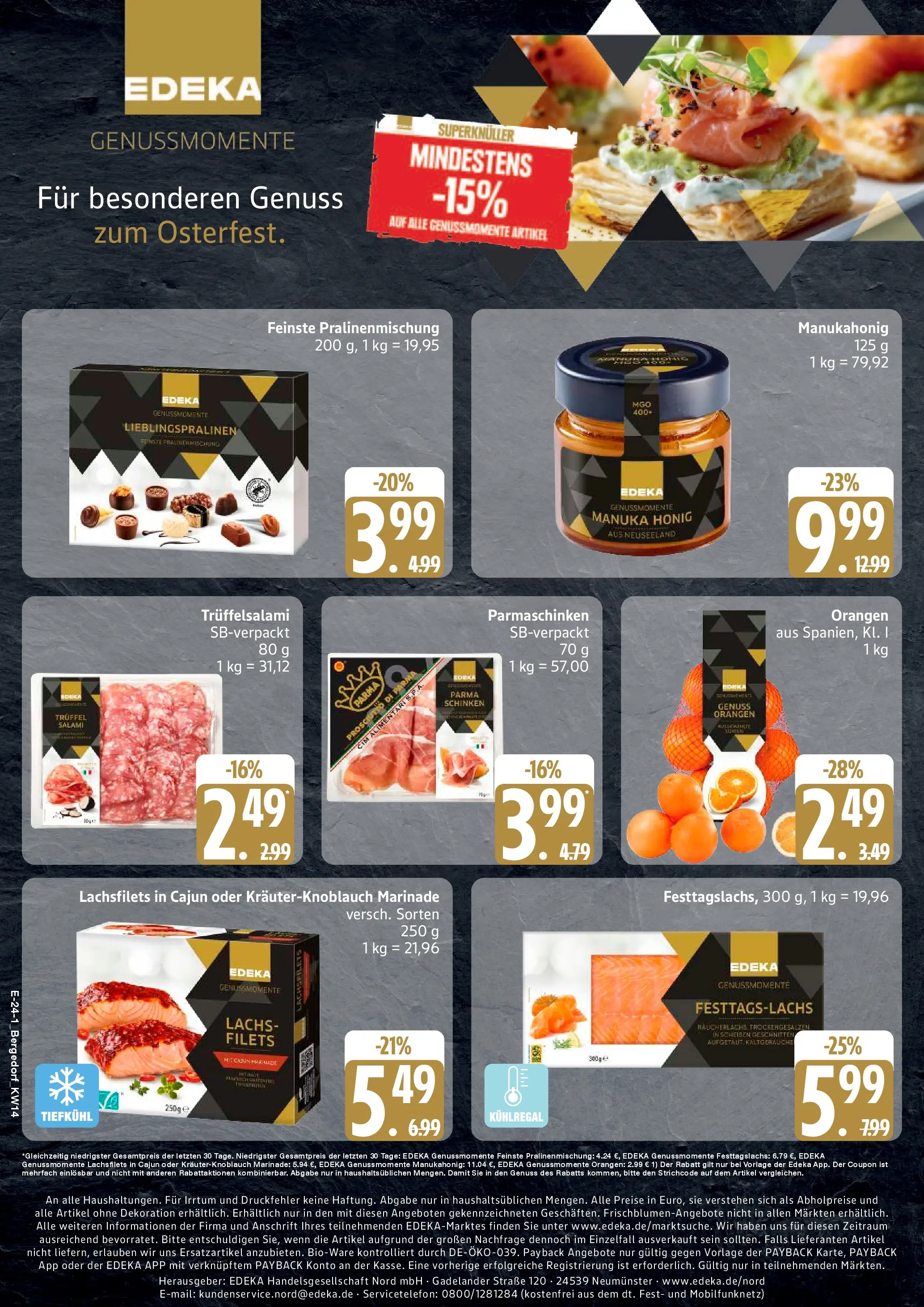 Edeka prospekt Hamburg	 (ab 29.03.2026) » Angebote Online | Seite: 29 | Produkte: Orangen, Lachs, Salami, Schinken