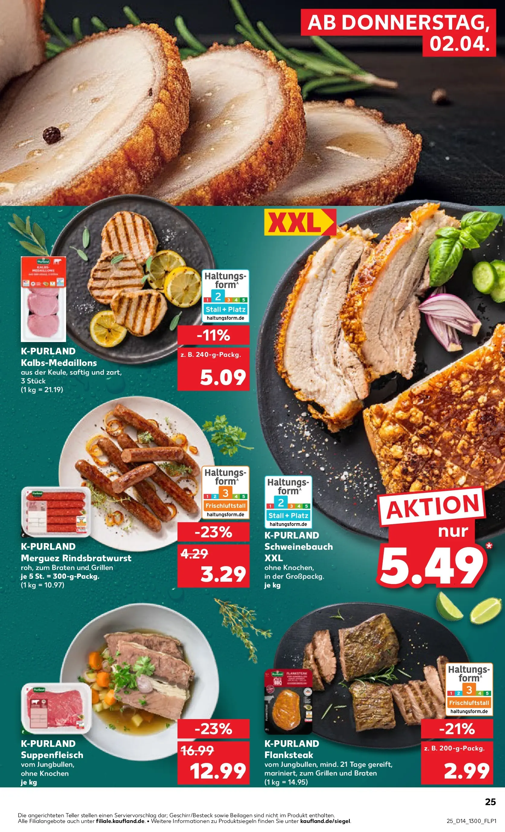 Prospekt Kaufland ab 01.04.2026 » Angebote Online zum Blättern | Seite: 25 | Produkte: Schweinebauch, Suppenfleisch, Steak